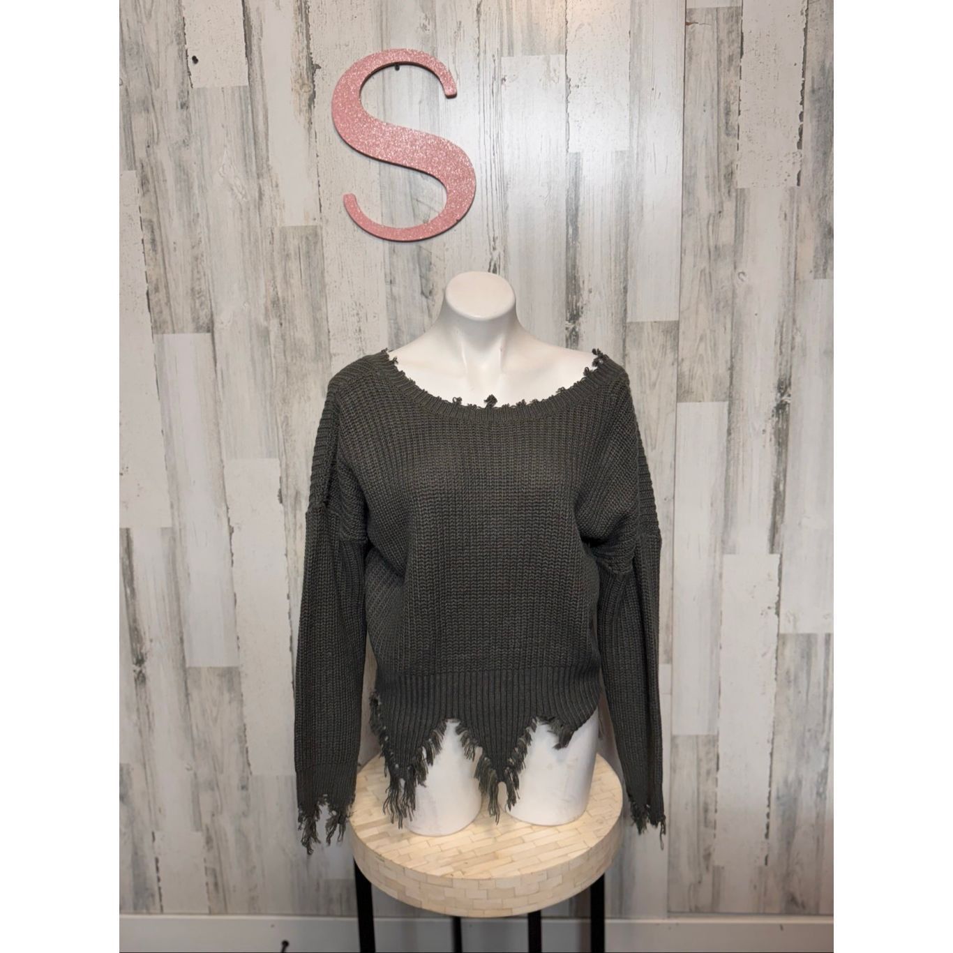SAYHELLO Say What? Distressed Hem Gray Knit Sweater Women’s Size Smal Size S / US 4 / IT 40 - 1 Thumbnail