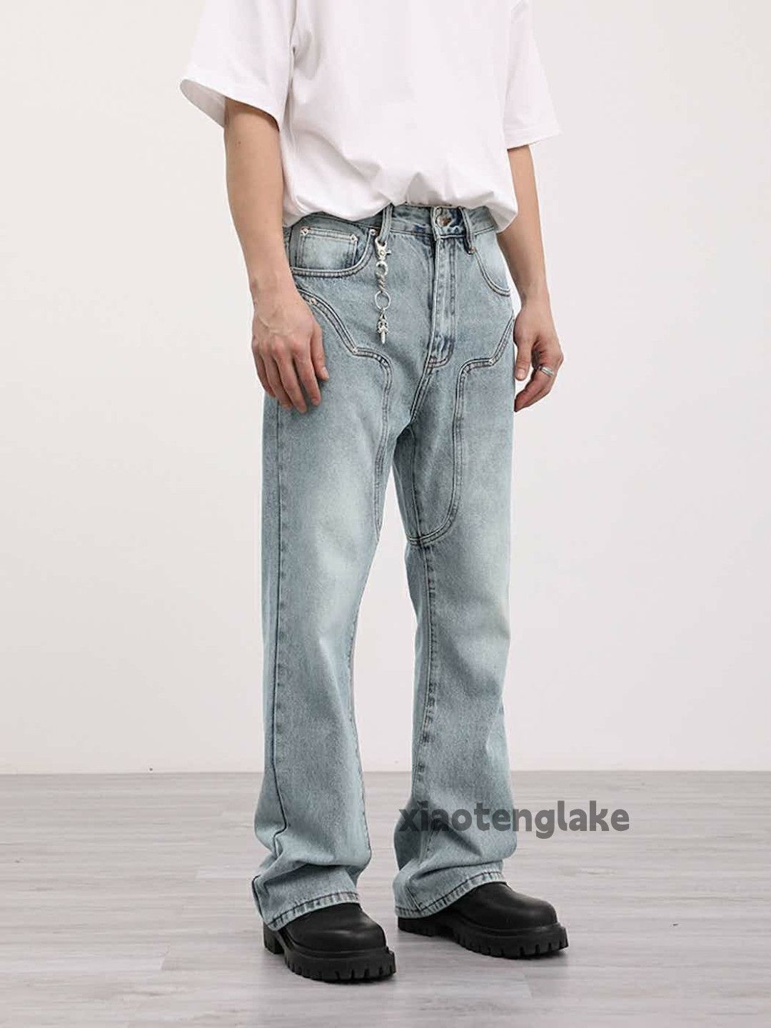 Jean × Vintage washed faded cleanfit yuppie carpenter flared jeans Size US 32 / EU 48 - 4 Thumbnail