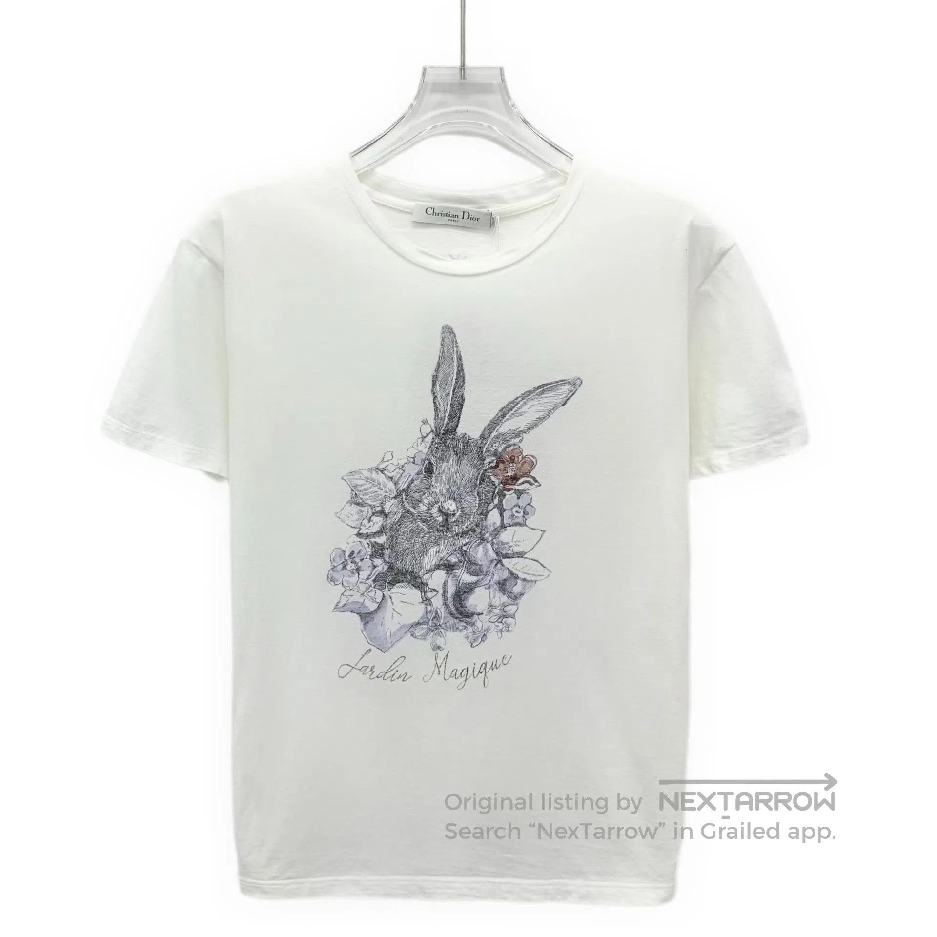 Dior Dior White rabbit floral print cotton crewneck short sleev Size M / US 6-8 / IT 42-44 - 1 Thumbnail