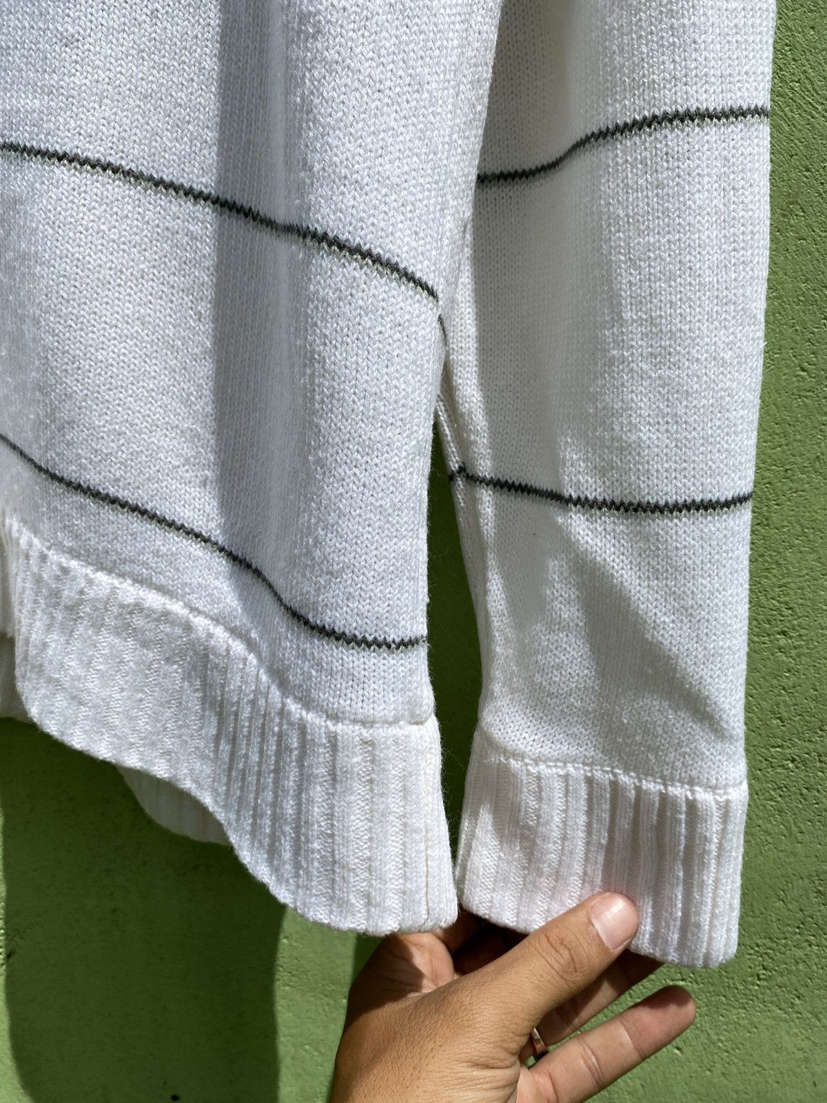 Vans VANS White Zip-Up Knit Sweater Striped Vintage Streetwear Size US L / EU 52-54 / 3 - 15 Thumbnail