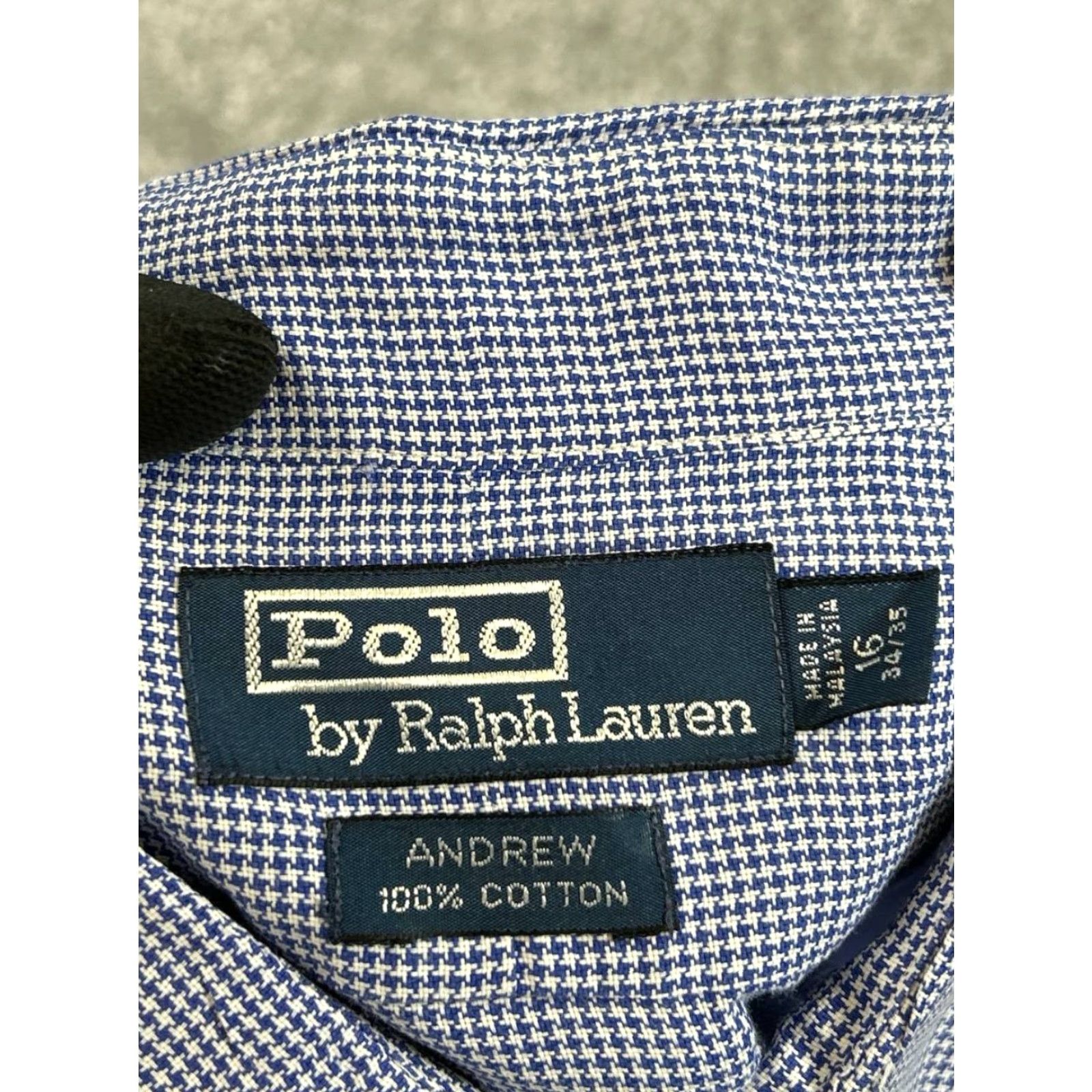 Polo Ralph Lauren VINTAGE Polo By Ralph Lauren Dress Shirt Mens 16 Blue White Cotton Button Up Size 42R - 3 Thumbnail