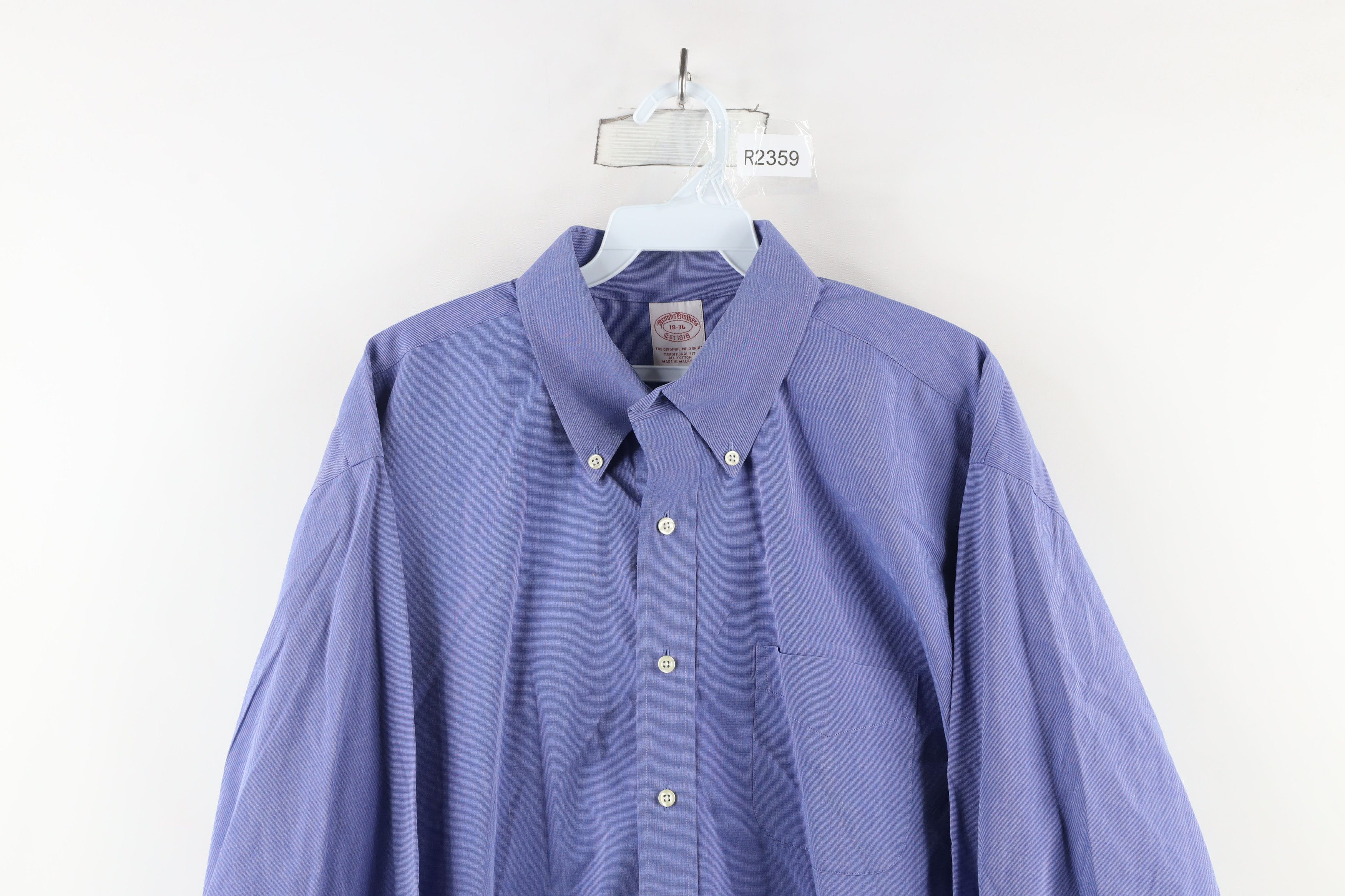 Brooks Brothers × Vintage Vintage 90s Brooks Brothers Cotton Button Down Shirt Blue Size US M / EU 48-50 / 2 - 2 Thumbnail