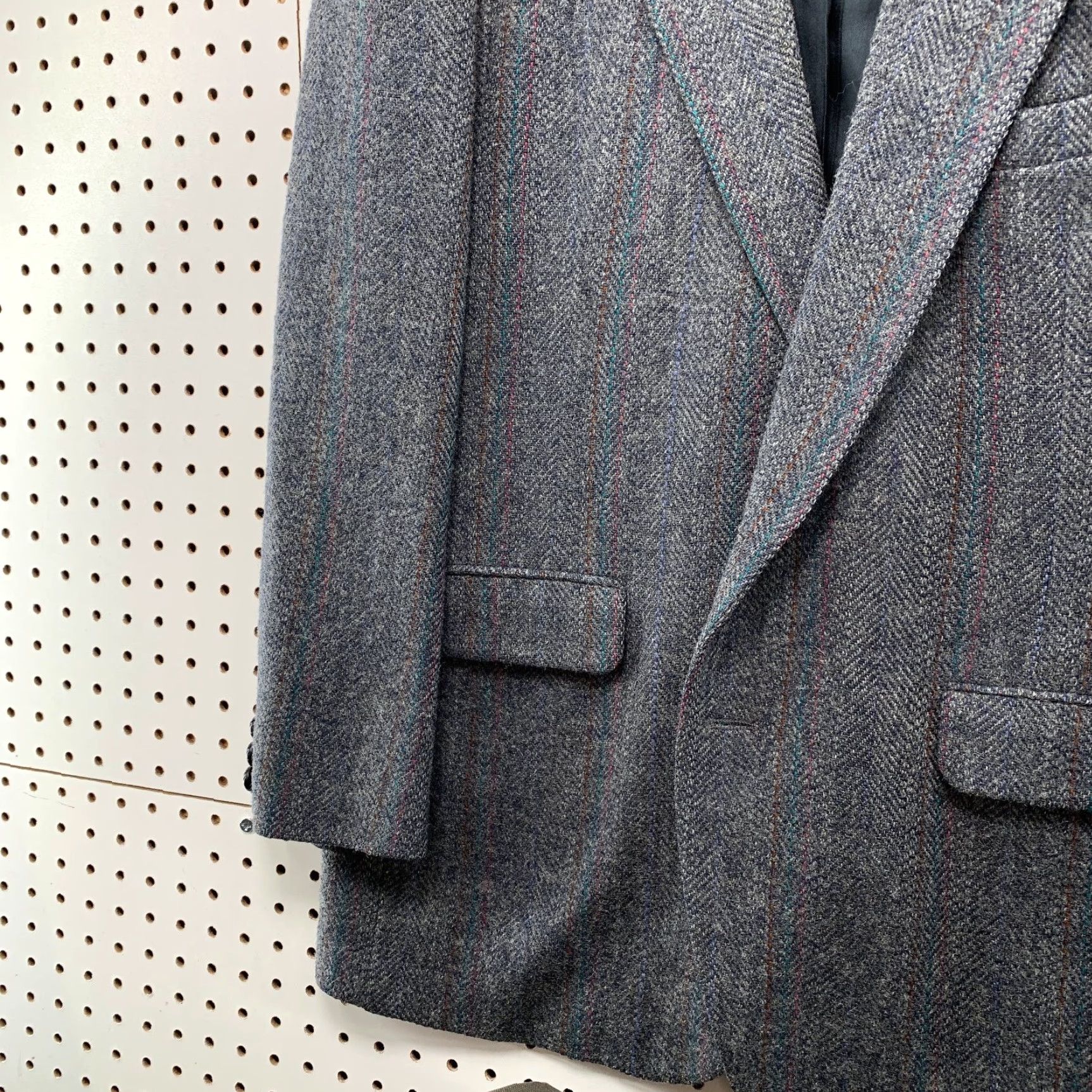 Vintage VINTAGE Eagle 100% Wool Blazer Mens Size 42 Gray Herringbone Striped USA Jacket Blazer Size 42R - 7 Thumbnail