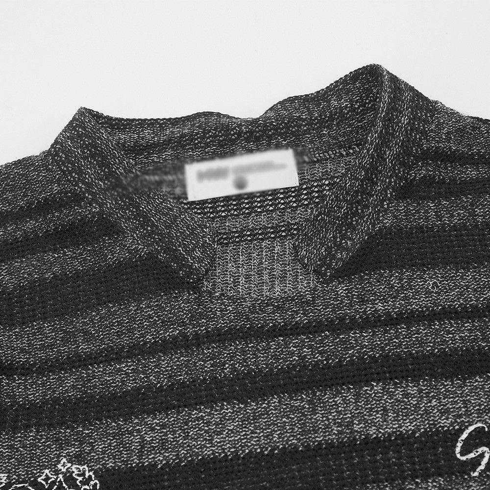 Vintage American retro striped casual loose long-sleeved V-neck tee Size US M / EU 48-50 / 2 - 3 Thumbnail