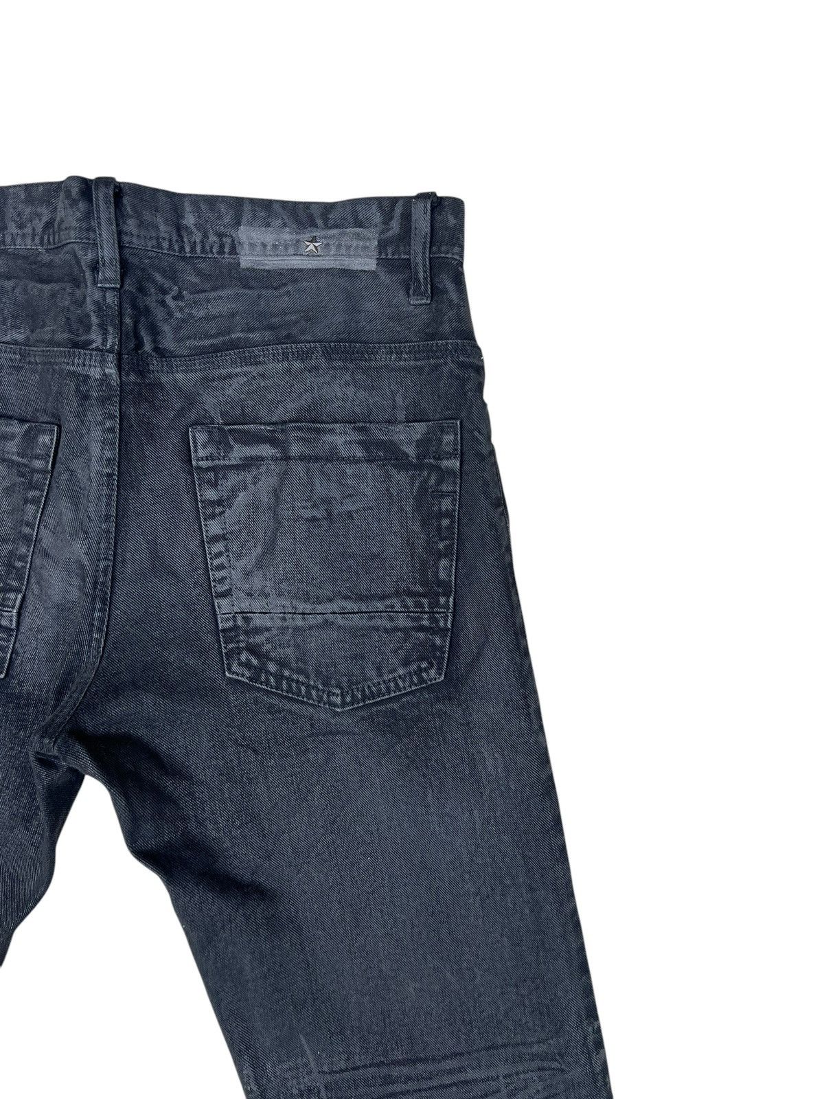 0 0000 Japan Black Coated Waxed Denim Released Hem Jeans Size US 31 - 15 Thumbnail