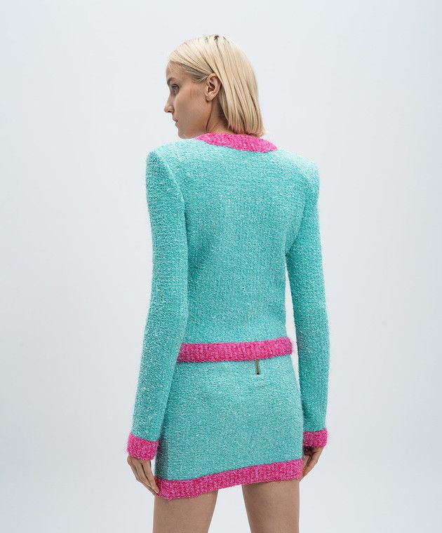 Balmain o1y0625 Cardigan in Green/Pink Size L / US 10 / IT 46 - 4 Thumbnail