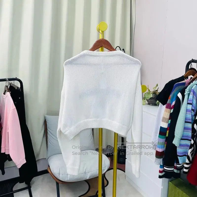 Miu Miu Miu Miu White Wool Cropped Sweater . Size L / US 10 / IT 46 - 2 Thumbnail
