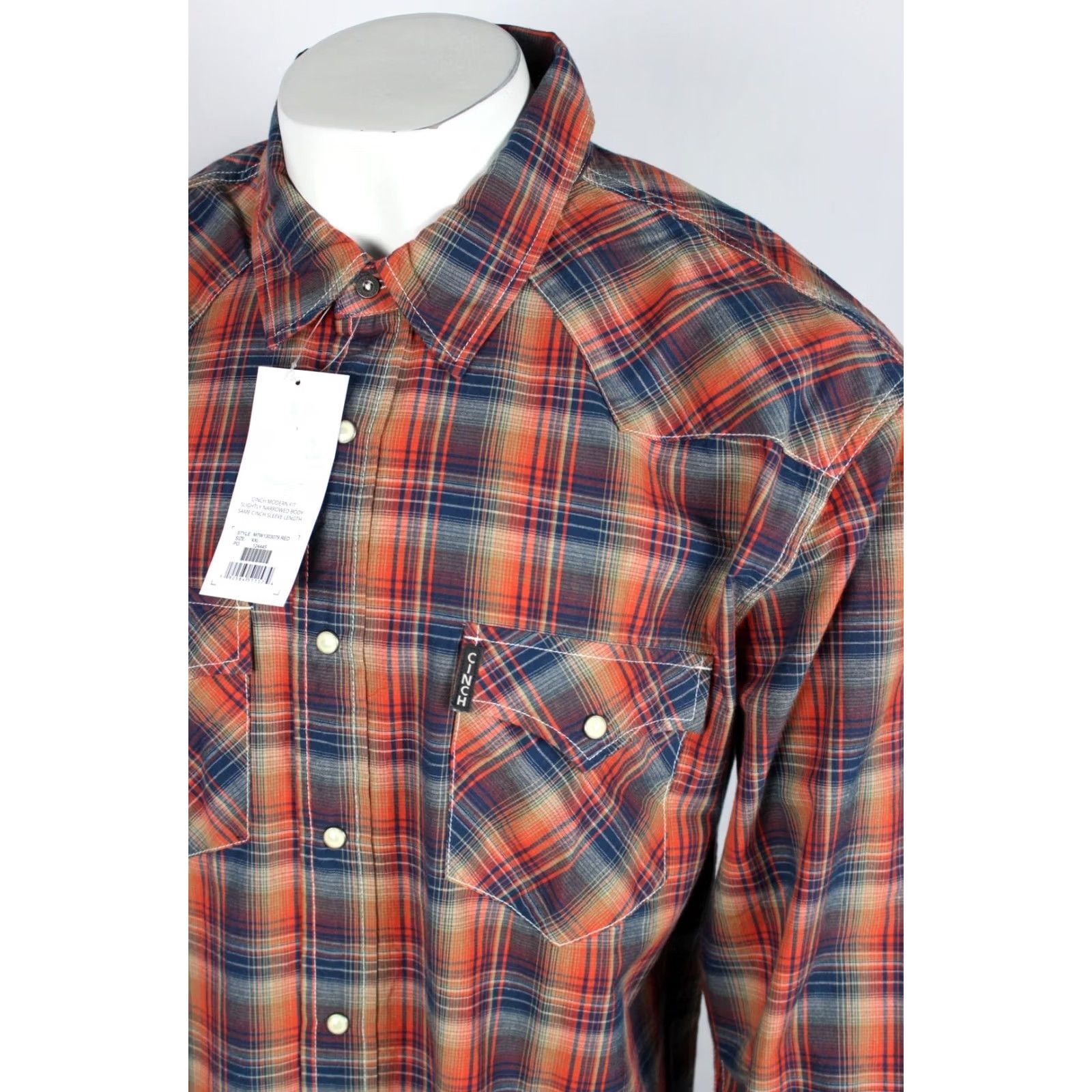 Vintage Cinch Men's Modern Fit Western Snap Button Shirt Long Sleeve XXL Red Size US XXL / EU 58 / 5 - 4 Thumbnail