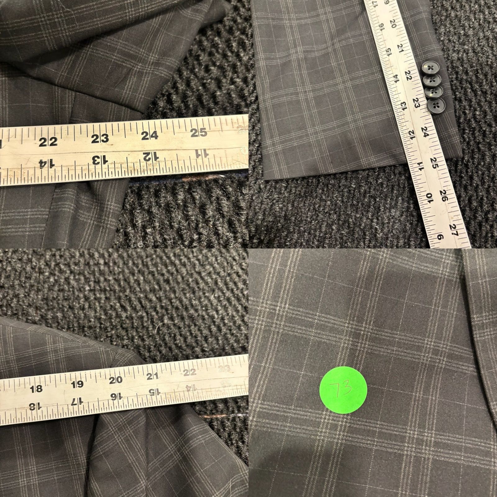 Vintage Nick Graham Blazer 46L Plaid Regular Fit Notch Lapel 2-Button Double-Vented Men’s Sports Coat Gray Size 46R - 8 Thumbnail