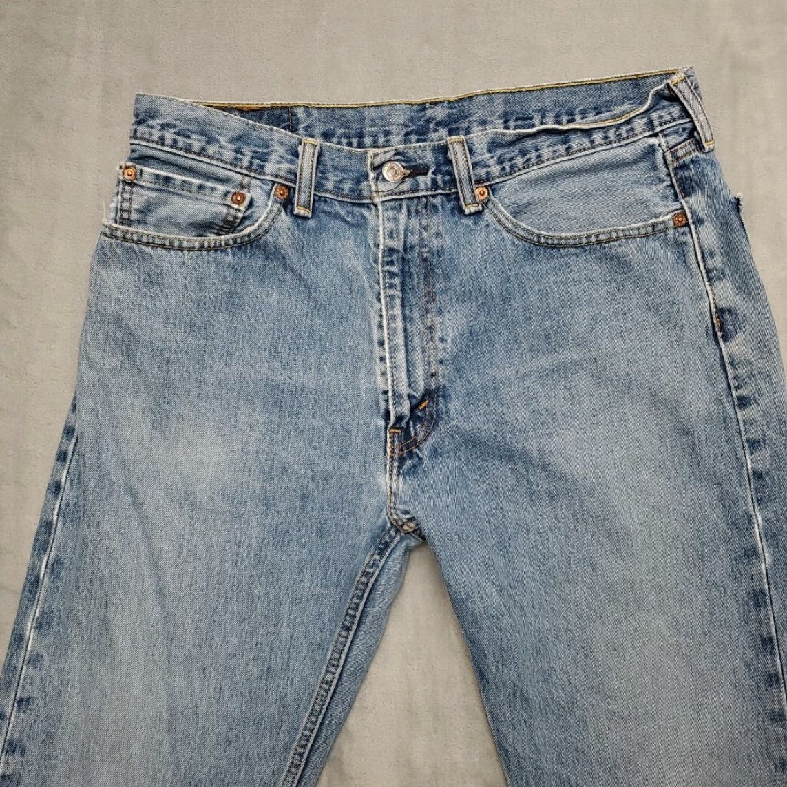Denime VINTAGE Levis Jeans Mens 36x32 Blue 505 Regular Fit Straight Leg Distressed Denim Pants Size US 36 / EU 52 - 4 Thumbnail