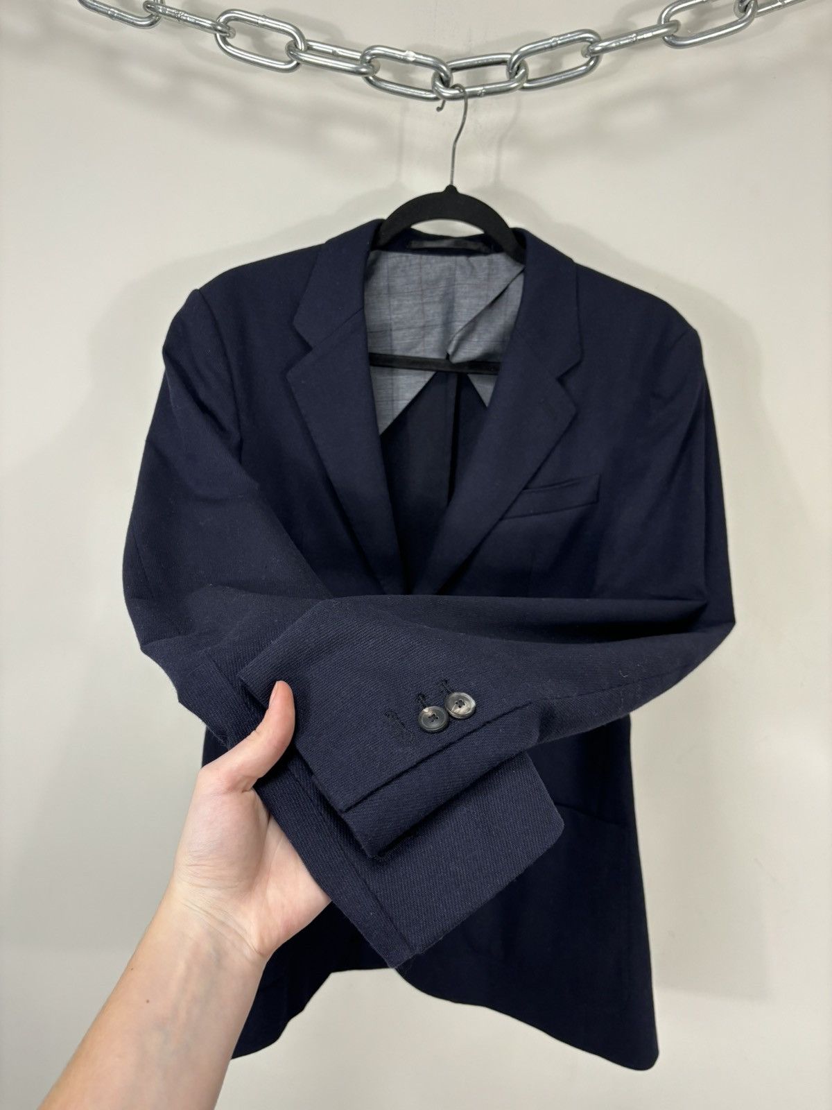 Grifoni Mauro Grifoni Men’s Navy Blue Wool Blend Blazer Jacket Size 40R - 11 Thumbnail