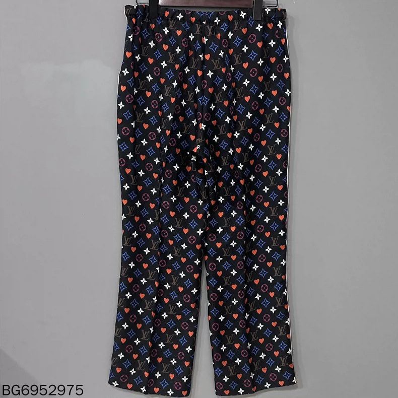 Louis Vuitton Louis Vuitton Logo Print Silk Wide-Leg Pants- Size 39" - 2 Thumbnail