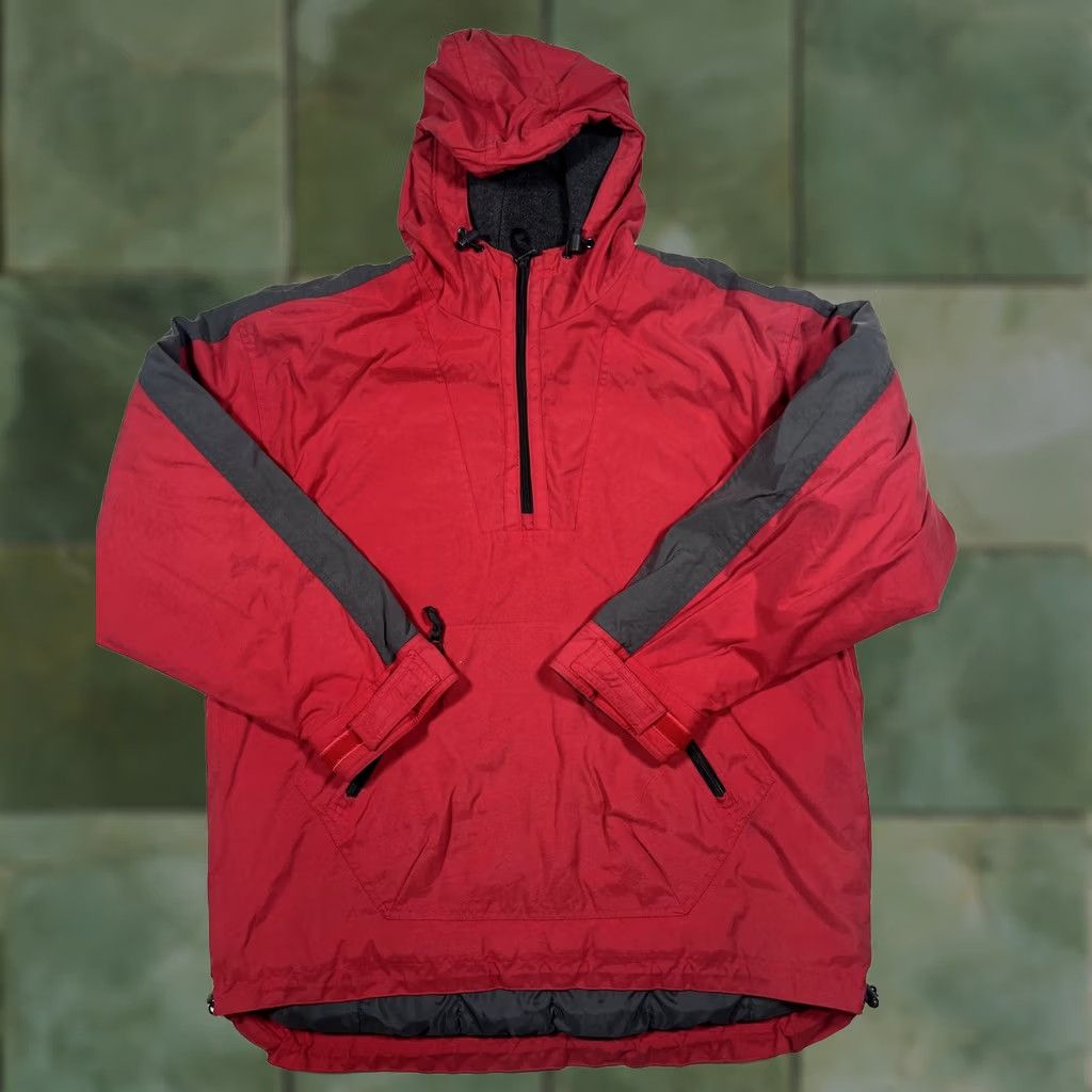 Gap GAP Jacket Mens Large Red Gray Hooded Anorak Pullover Fleece Lined Half Zip Size US L / EU 52-54 / 3 - 1 Thumbnail
