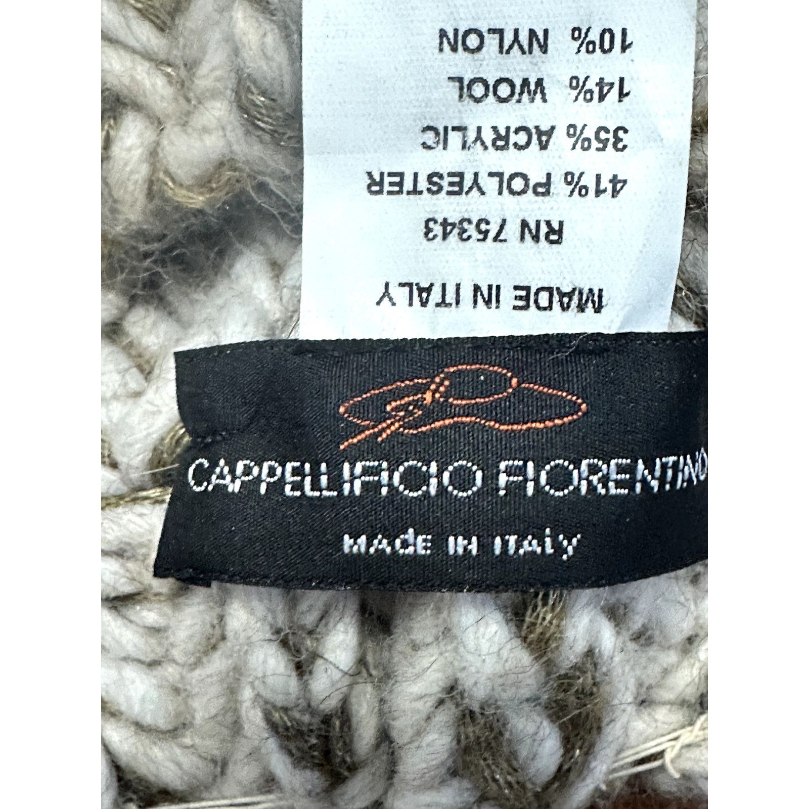 Other Cappellificio Fiorentino Beanie Hat Ribbed Knit Wool Cream Size ONE SIZE - 5 Thumbnail