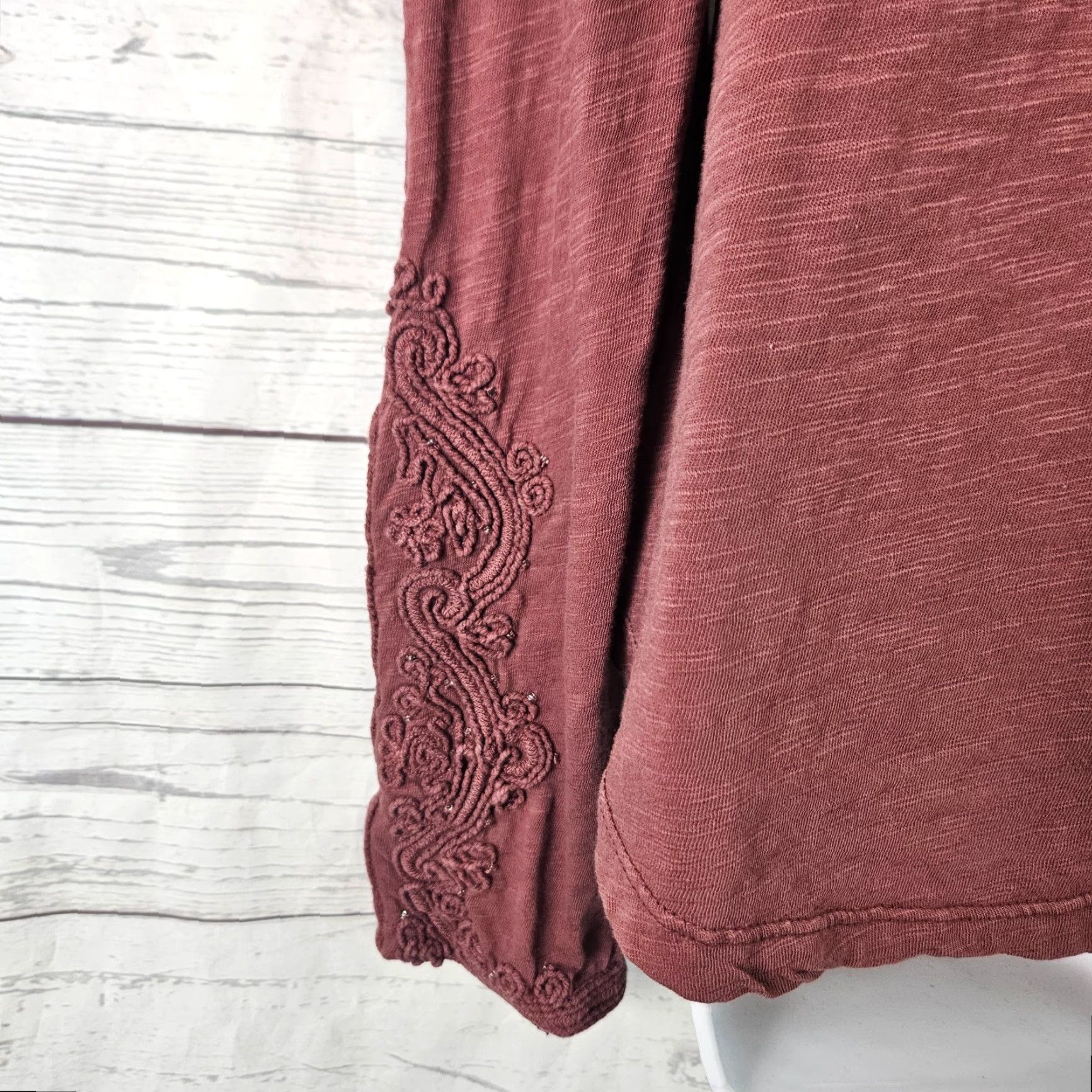 Vintage We The Free Womens Hooked On You Cuff Top L Burgundy Long Sleeve Shirt Size L / US 10 / IT 46 - 4 Thumbnail