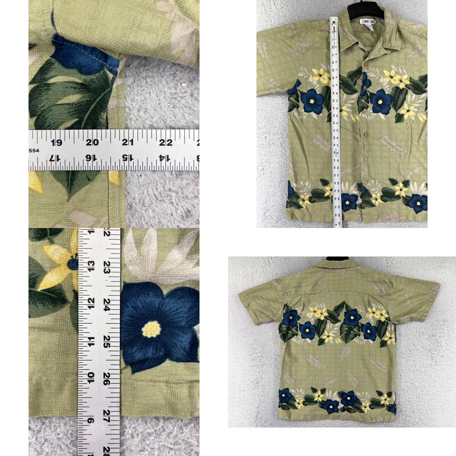 Cherokee Cherokee Shirt Adult Medium Green Floral Hawaiian Cotton Blend Button Up Size US M / EU 48-50 / 2 - 8 Thumbnail