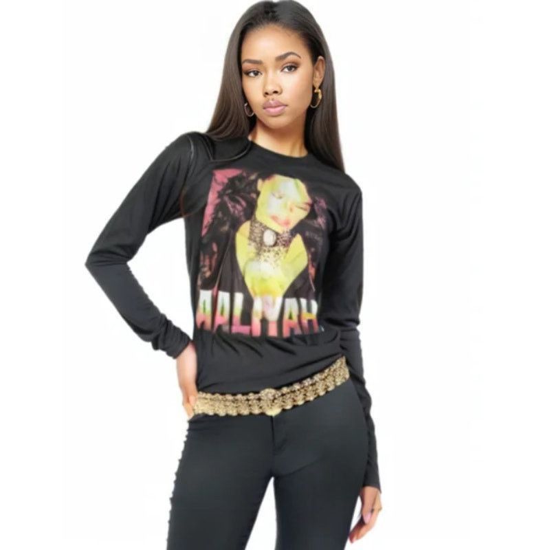 Other Aaliyah Long Sleeve Graphic Tee One in a Million Black S Size S / US 4 / IT 40 - 8 Thumbnail