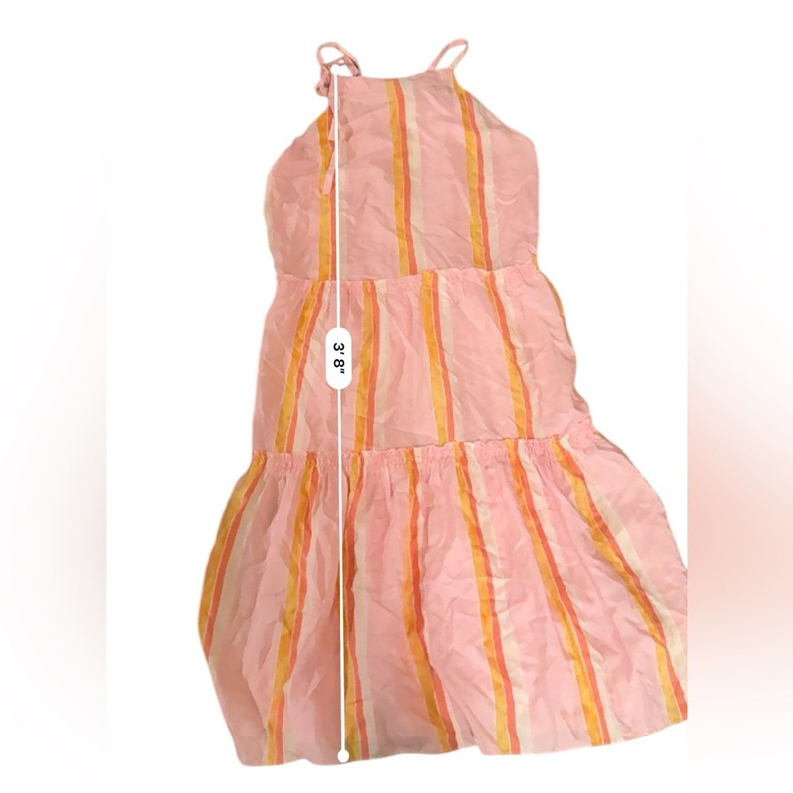Club Monaco Club Monaco Amirra Silk Pink Multi Stripe Tiered Midi Dress Size M / US 6-8 / IT 42-44 - 11 Thumbnail