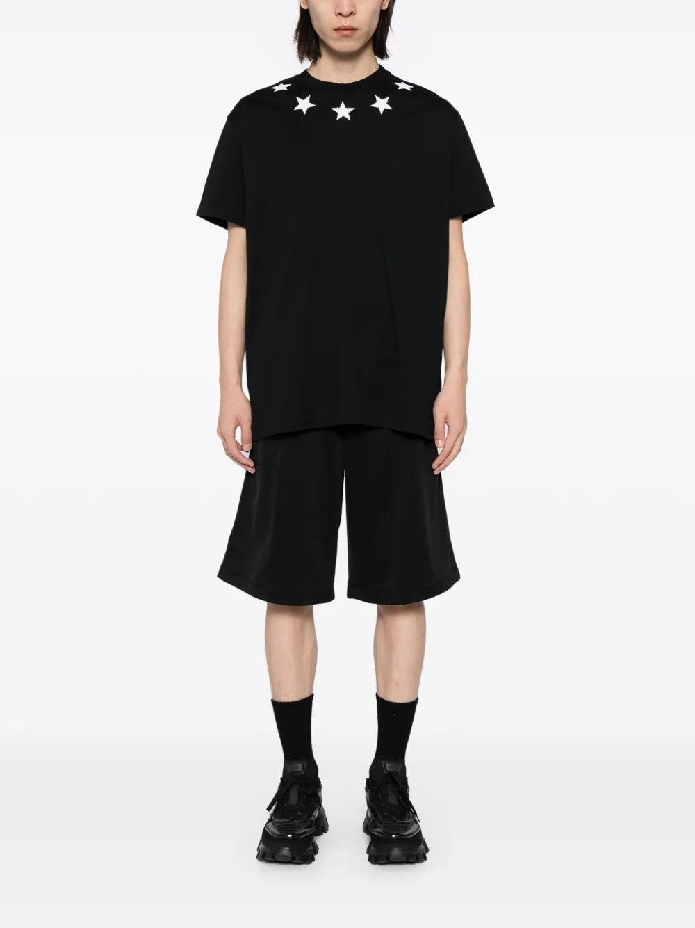 Givenchy Black and White Felt Stars Oversized T-Shirt Size US L / EU 52-54 / 3 - 3 Thumbnail