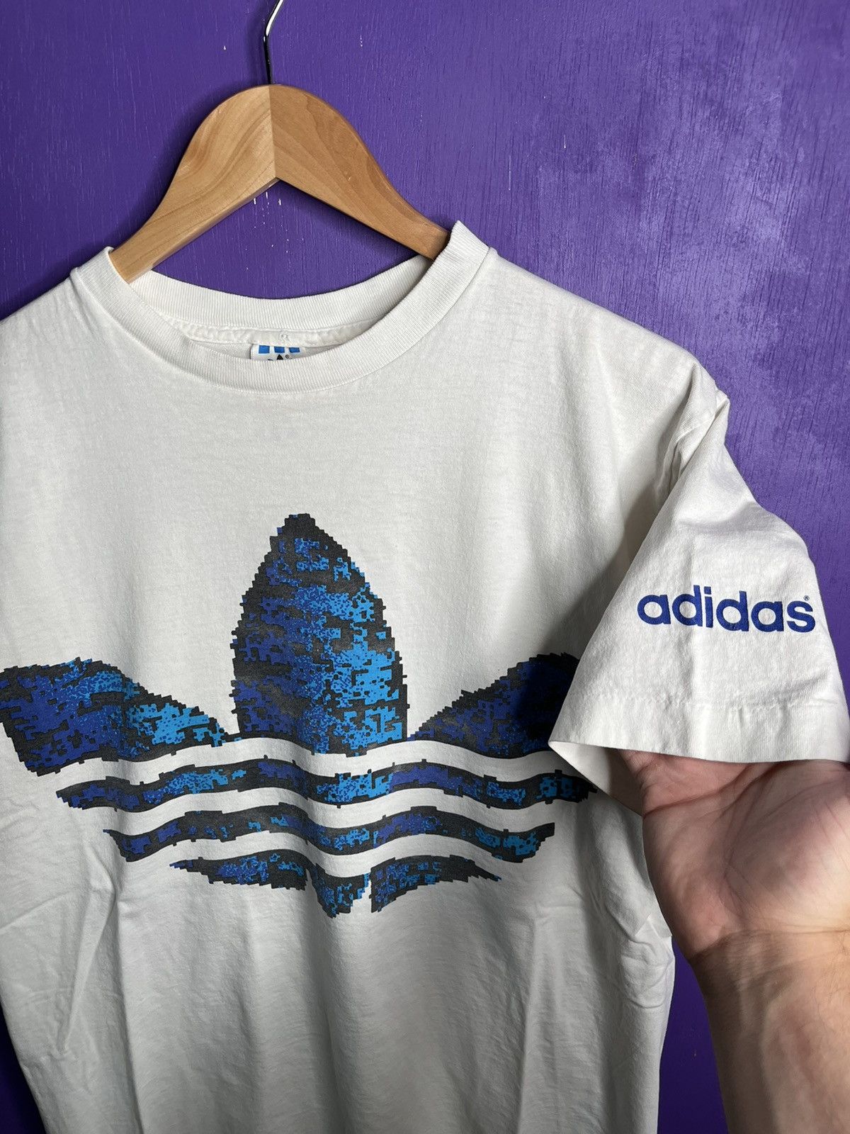 Adidas × Vintage Vintage 90s Adidas tre foil logo t-shirt Size US L / EU 52-54 / 3 - 3 Thumbnail