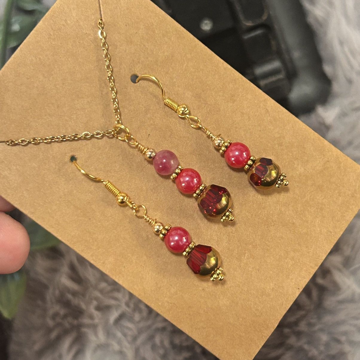 Handmade Handcrafted di-cut art glass elbaite necklace set Size ONE SIZE - 1 Thumbnail