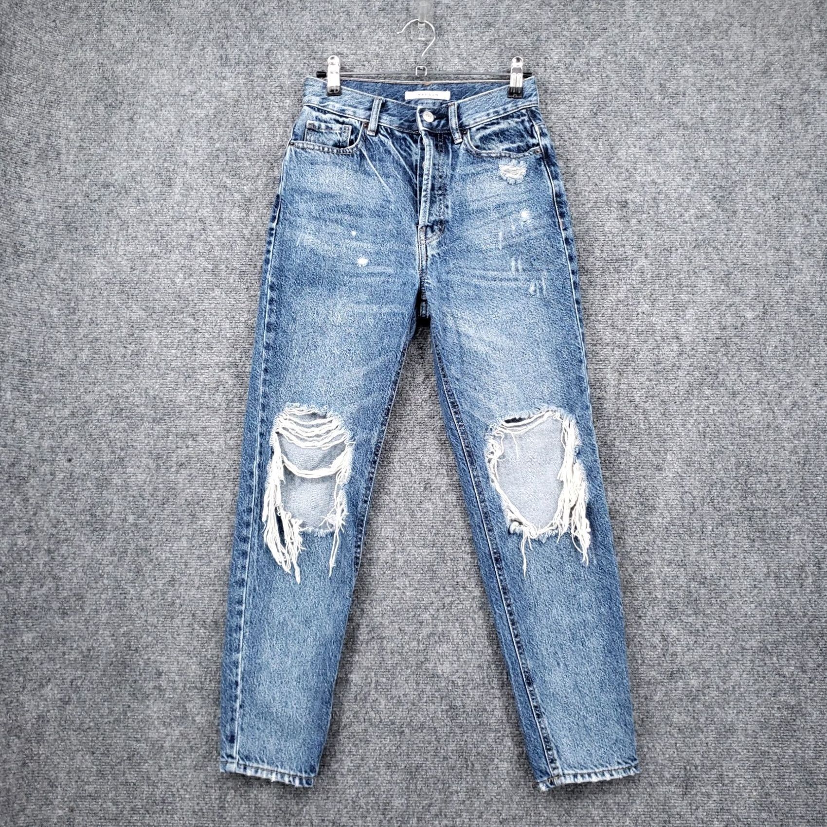 Pacsun PacSun Jeans Womens 24 Blue Ultra High Rise Slim Fit Straight Button Fly Ripped Jeans Size 42" / US 20 - 2 Thumbnail