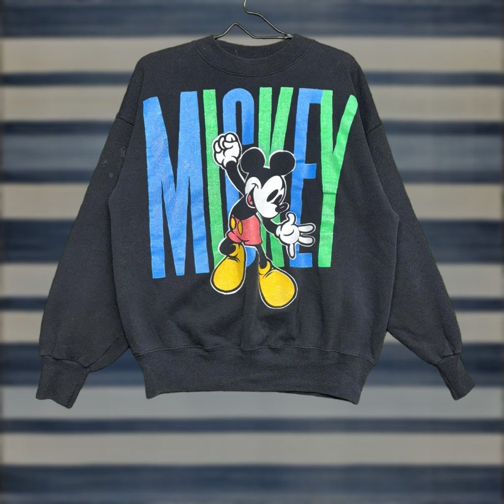 Disney Disney Sweatshirt Mens XL Black Mickey Mouse Graphic Crewneck Fleece Pullover Size US L / EU 52-54 / 3 - 1 Thumbnail