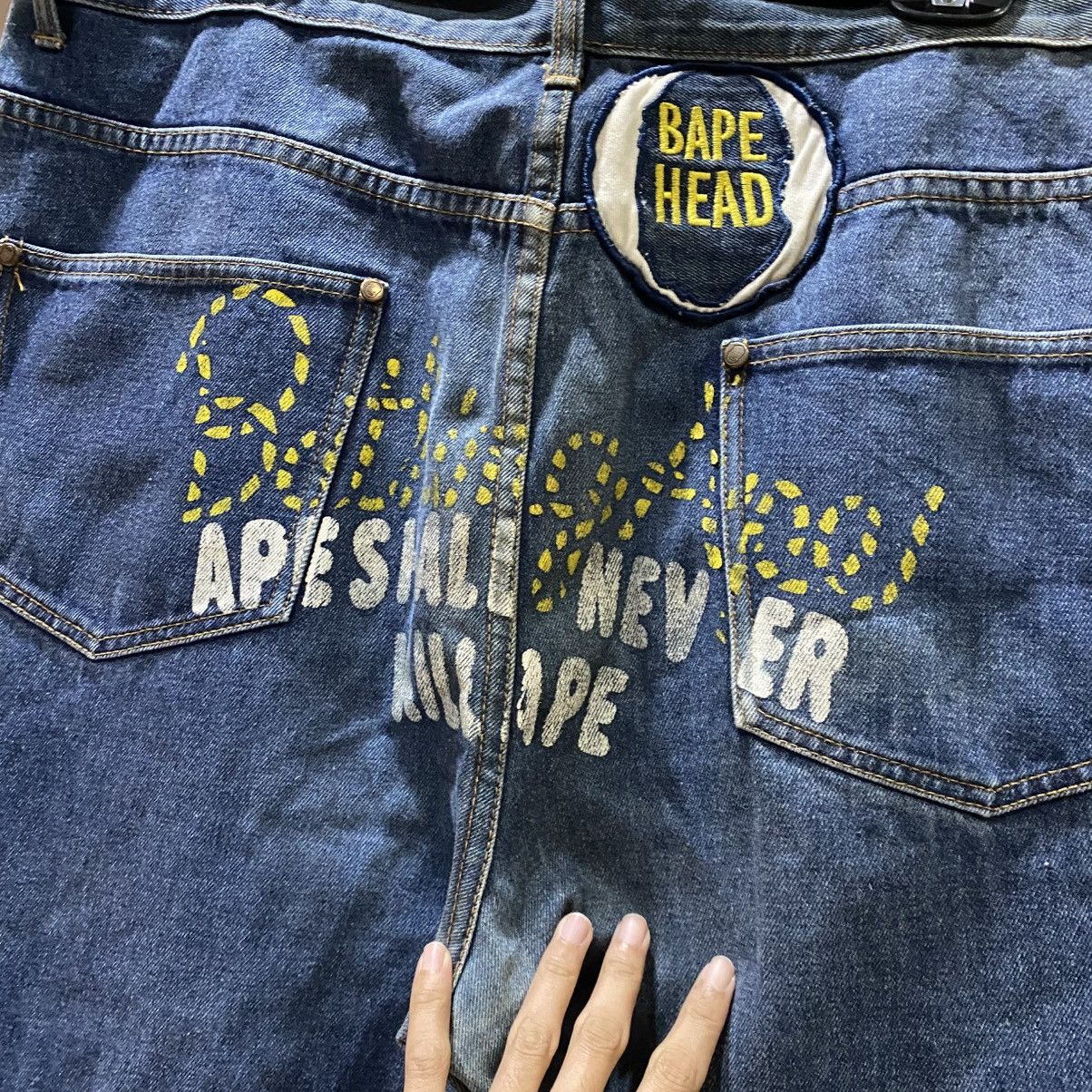 Bape Bape Script Patches Bape Head Denim Jeans Size US 39 - 8 Thumbnail