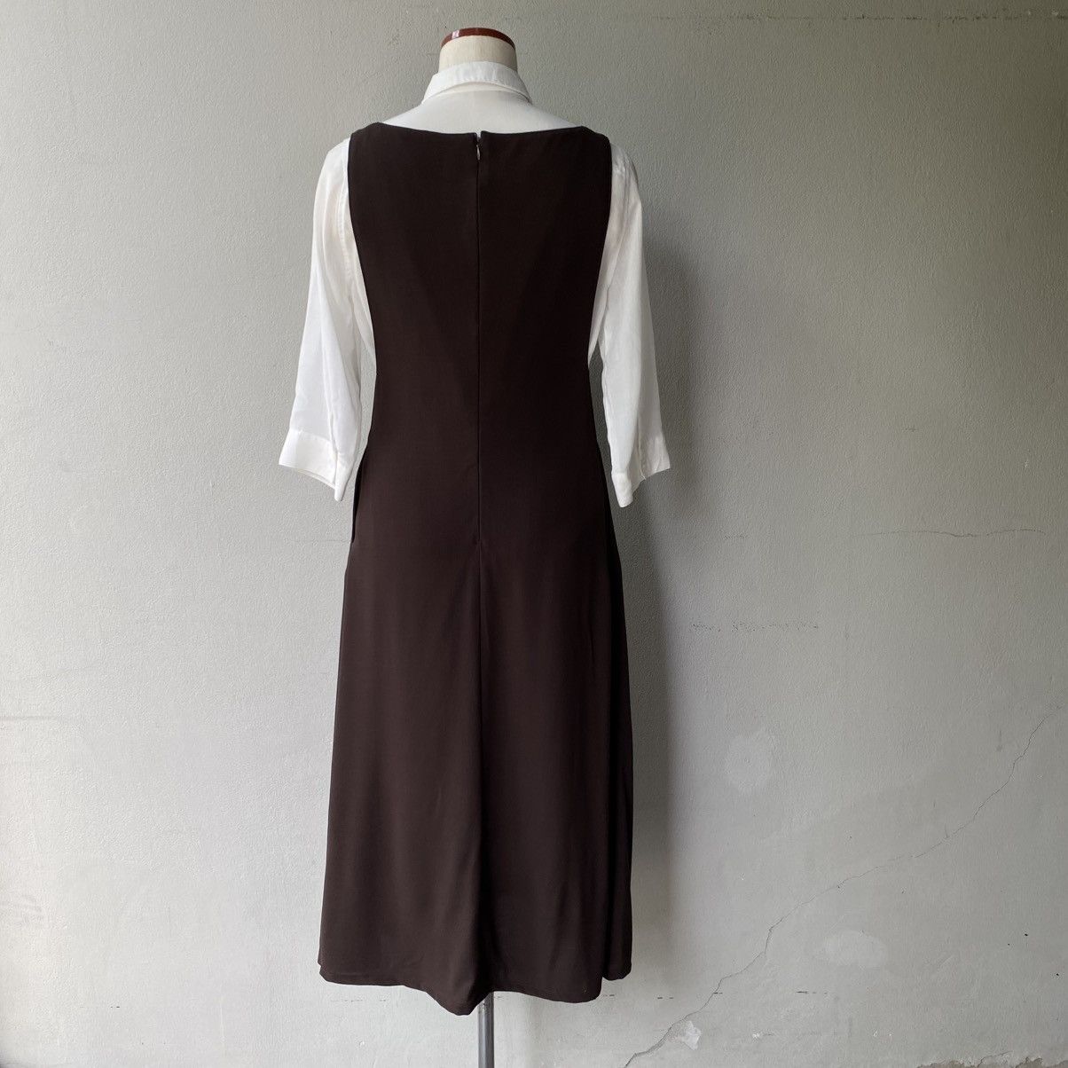Y's Y’s Brown Deep V-Neck Sleeveless Midi Dress Size M / US 6-8 / IT 42-44 - 25 Thumbnail