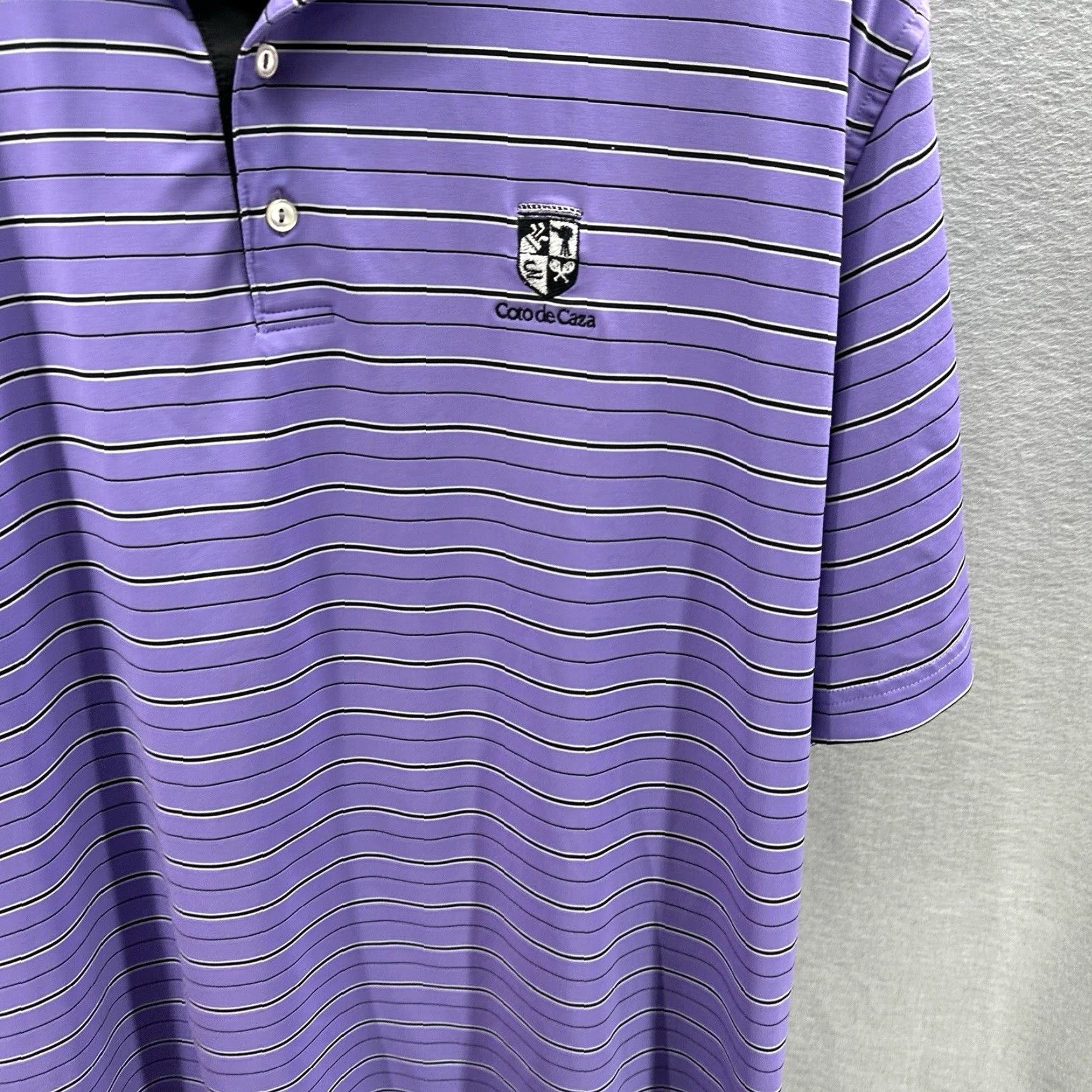 Footjoy FootJoy Polo Shirt Mens Large Purple Striped Golf Performance Coto De Caza READ Size US L / EU 52-54 / 3 - 4 Thumbnail