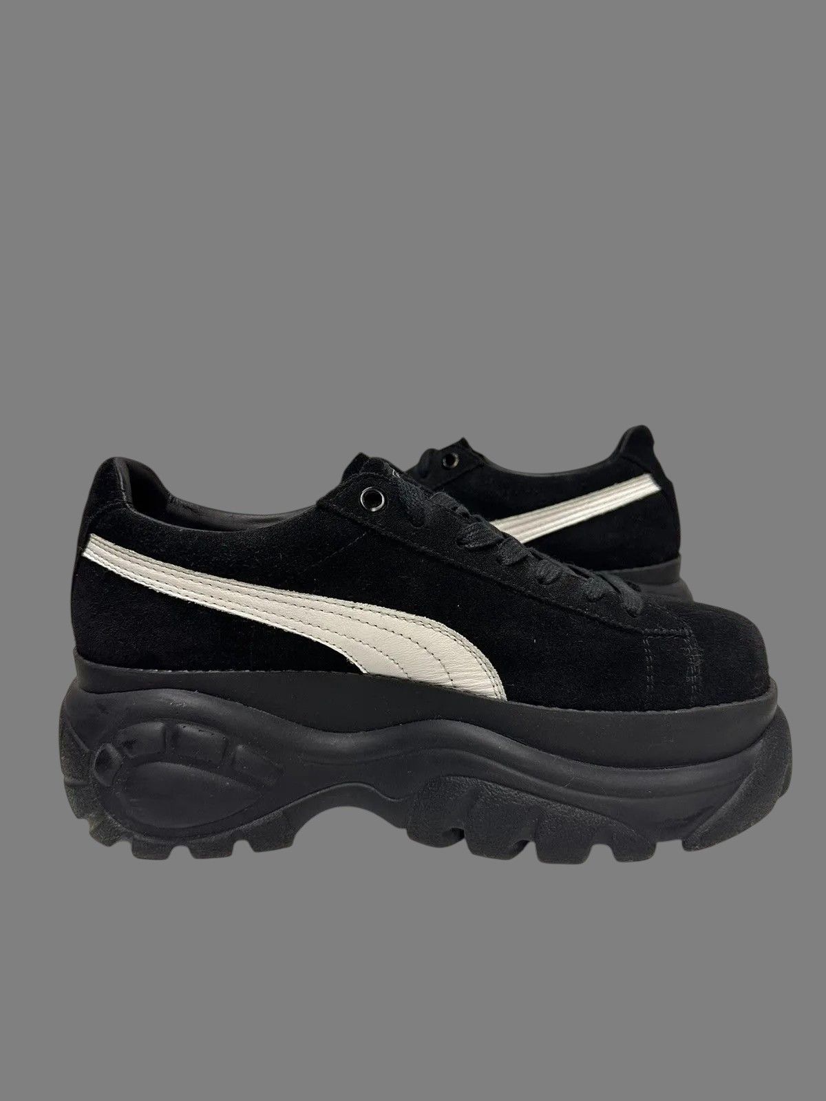 New Rock Rare Buffalo x Puma Black Platform Suede Sneakers Avantgarde Size US 7 / EU 40 - 2 Thumbnail