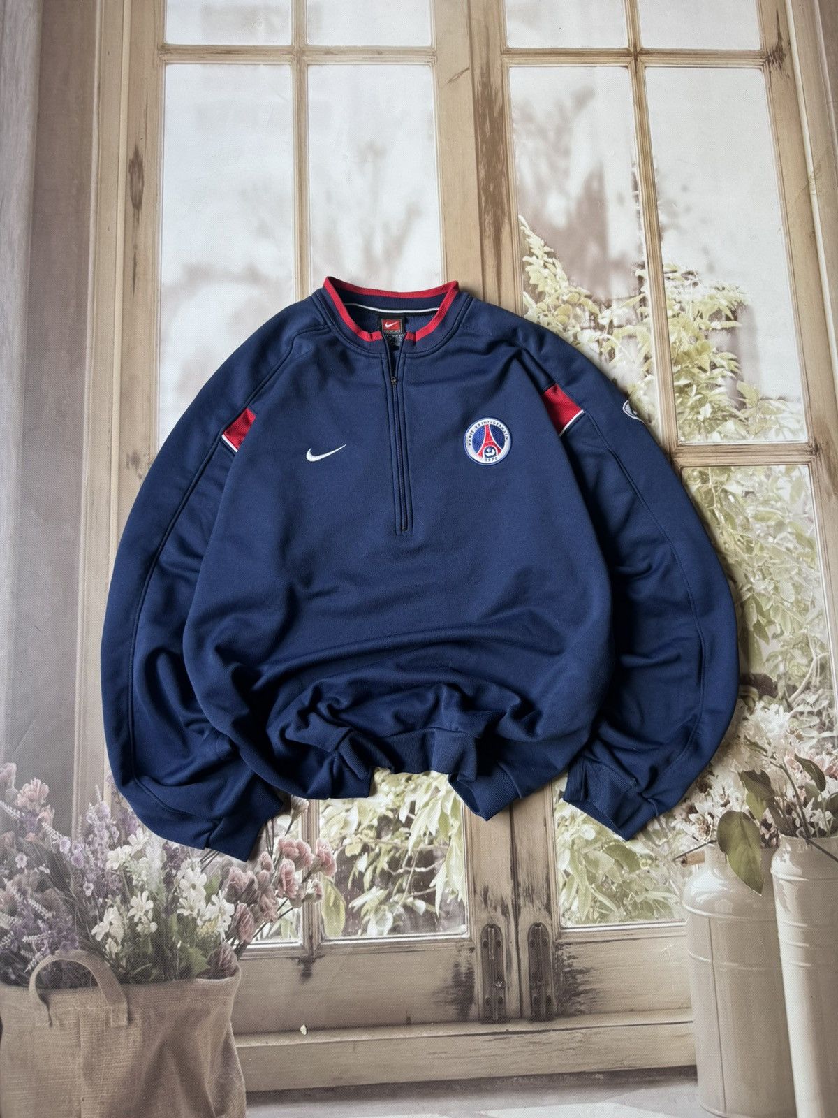 Nike Vintage Nike x Paris Saint-Germain Quarter Zip Sweatshirt 00 Size US L / EU 52-54 / 3 - 1 Thumbnail