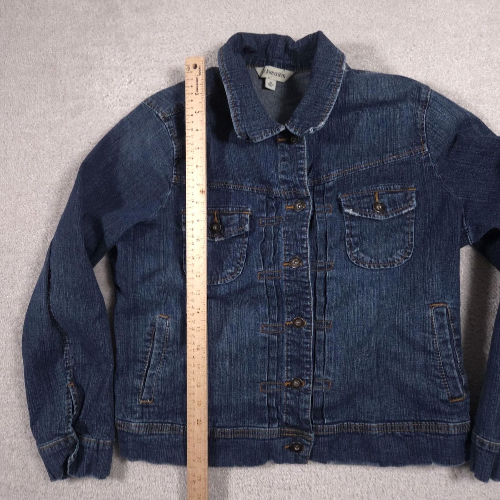 Vintage VINTAGE St Johns Bay Jacket Womens XL Blue Denim Jean Button Front Casual Pockets Size 40" / US 18 - 6 Thumbnail