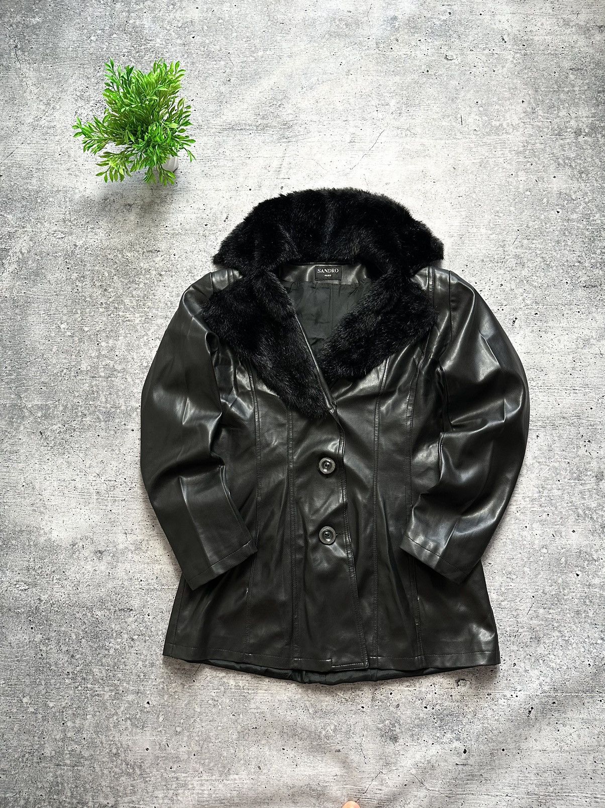 Sandro Vintage 90s Sandro Paris Faux Fur PVC Leather Jacket Size M / US 6-8 / IT 42-44 - 1 Thumbnail