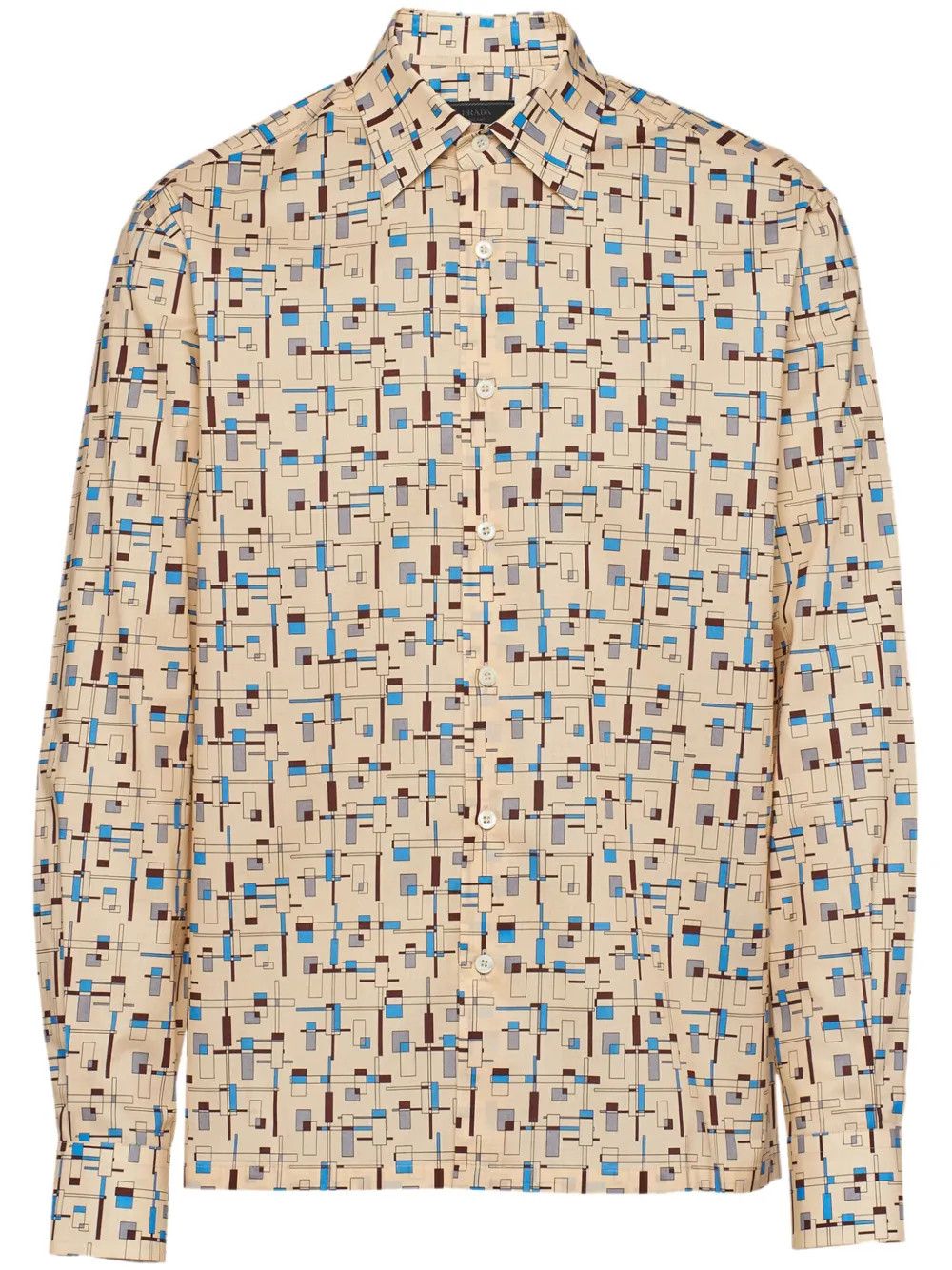 Prada o1bcso1str1025 Popeline Square Abstract-Print Shirt Size US M / EU 48-50 / 2 - 1 Preview