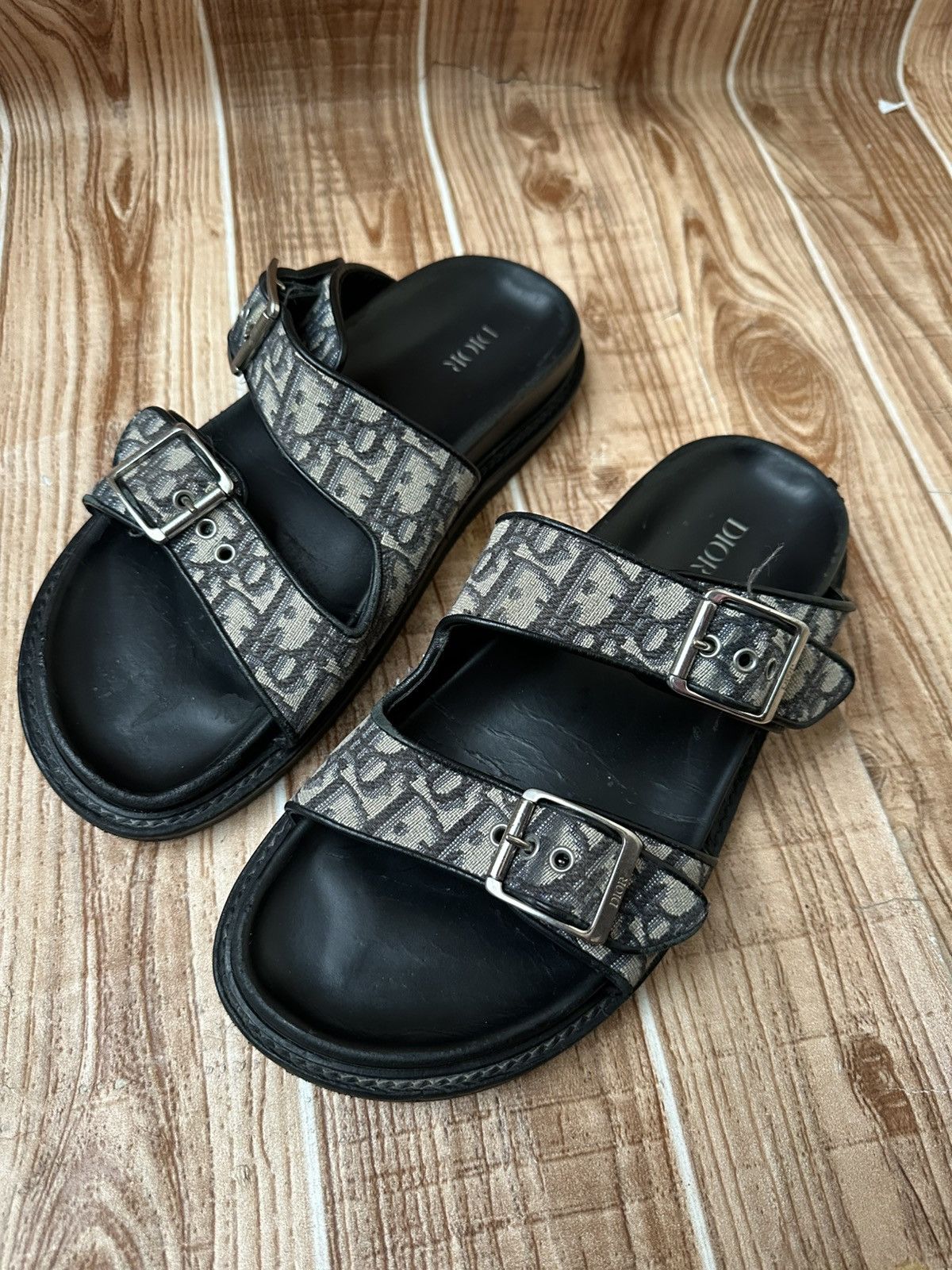 Dior DIOR Aqua Oblique Jacquard Sandals Beige Black Size US 8 / EU 41 - 4 Thumbnail