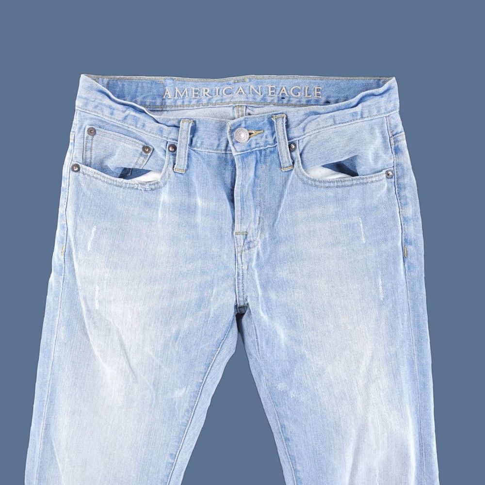 American Eagle Outfitters American Eagle Jeans Mens 29x31 Blue Distressed Skinny Light Wash Size US 29 - 1 Thumbnail