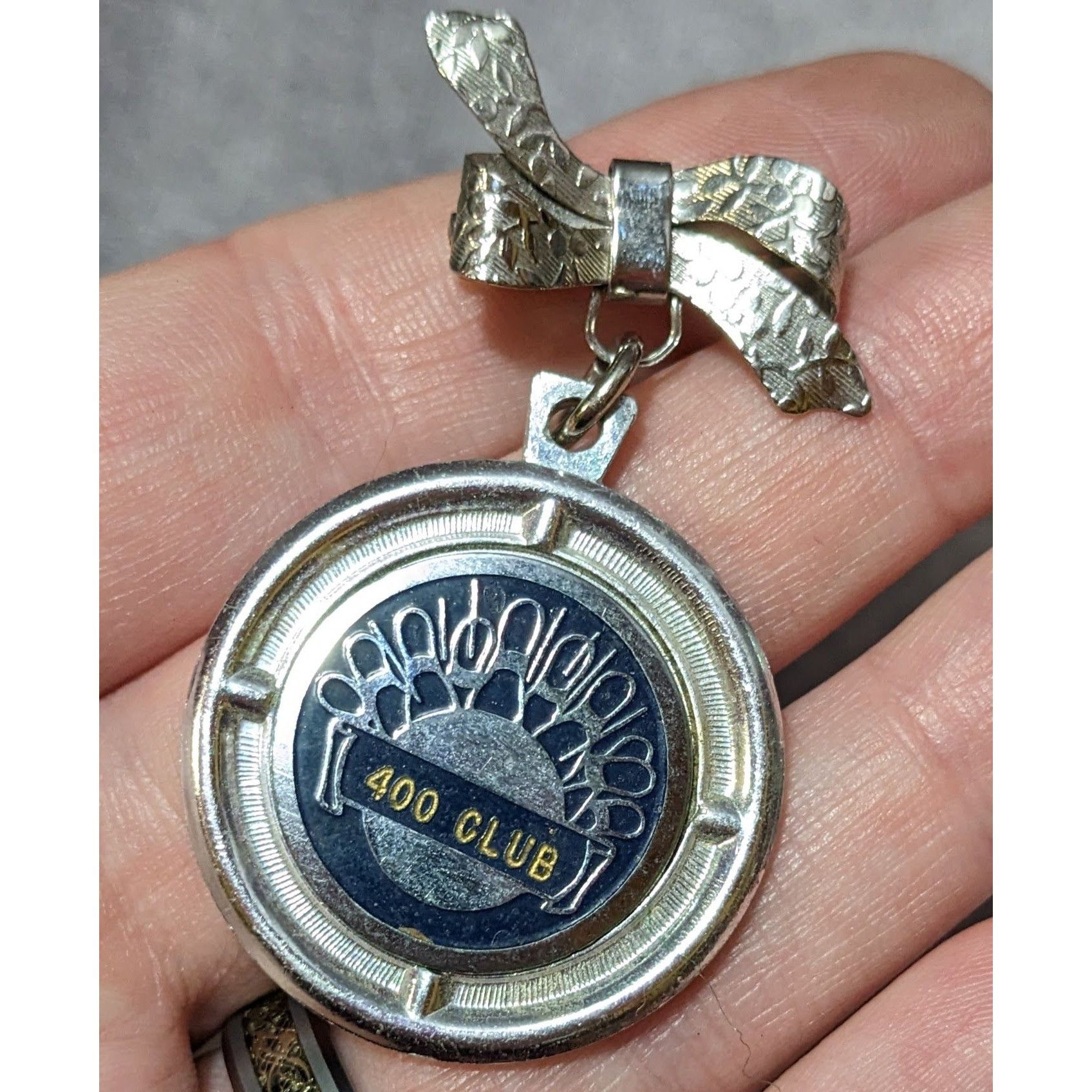 Other Silver Tone 400 Club Bowling Badge With Bow And Brooch Back Size ONE SIZE - 4 Thumbnail