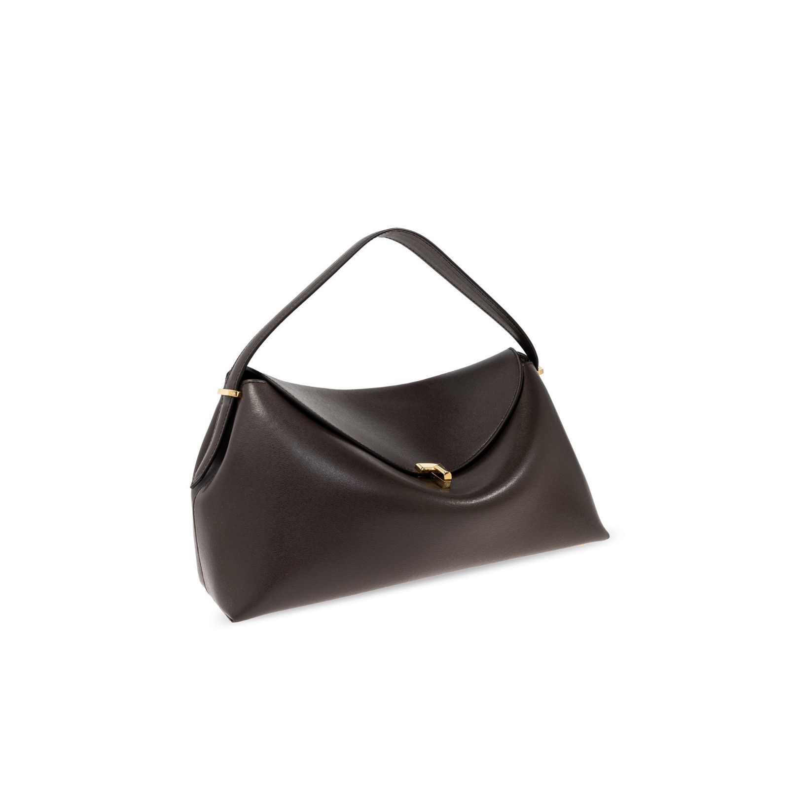 Toteme TOTEME T-Lock Brown/Gold Leather Top Handle Bag New Size ONE SIZE - 3 Thumbnail
