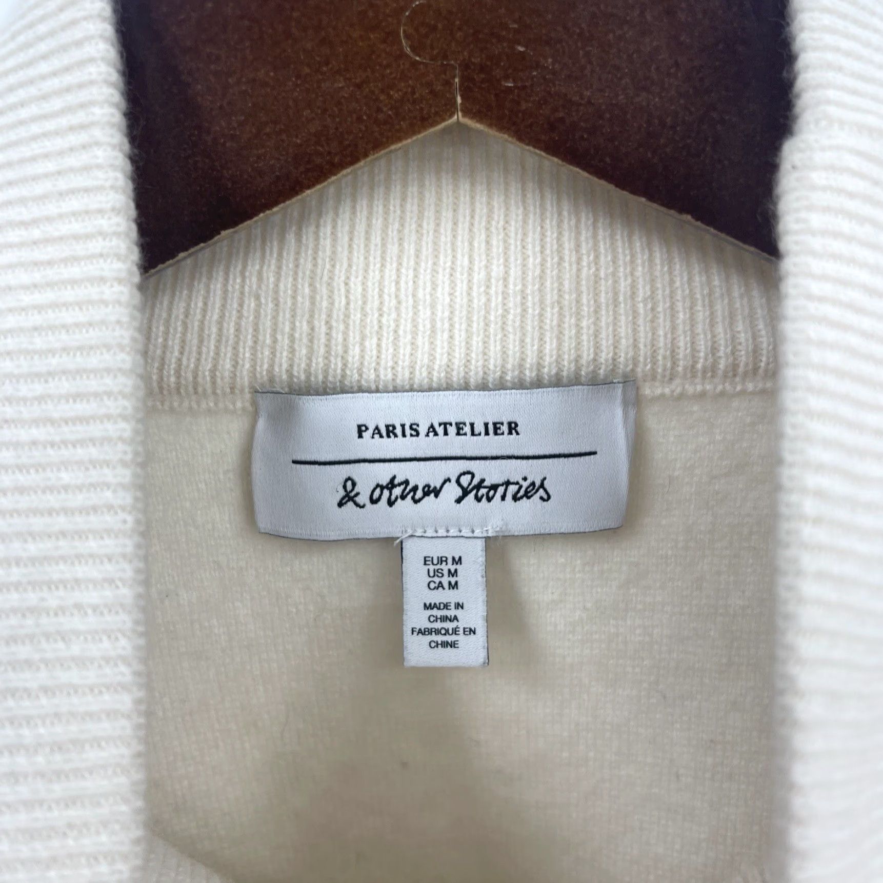& Other Stories & Other Stories Paris Atelier Sweater Womens M Mock Neck Ivory Regular Knit Sweater 90s Paris Theme Womens Size M / US 6-8 / IT 42-44 - 4 Thumbnail
