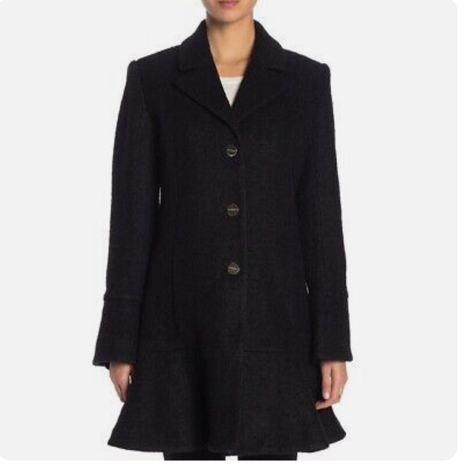 Laundry by Shelli Segal Laundry By Shelli Segal Boucle Skirted Hem Coat Black SZ. S Size S / US 4 / IT 40 - 1 Thumbnail