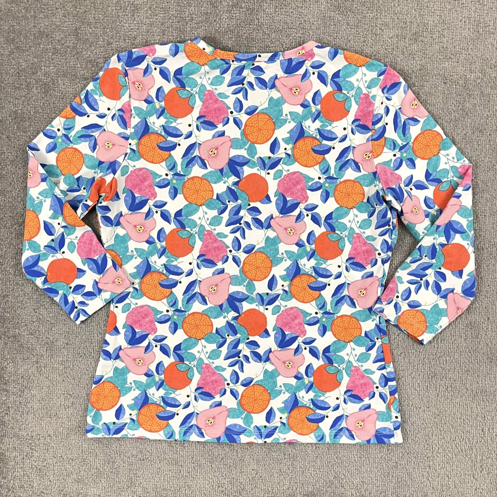 J.McLaughlin J. McLaughlin Blouse Top Womens Large Orange Pear Fruit Stretch 3/4 Sleeve Shirt Size L / US 10 / IT 46 - 7 Thumbnail