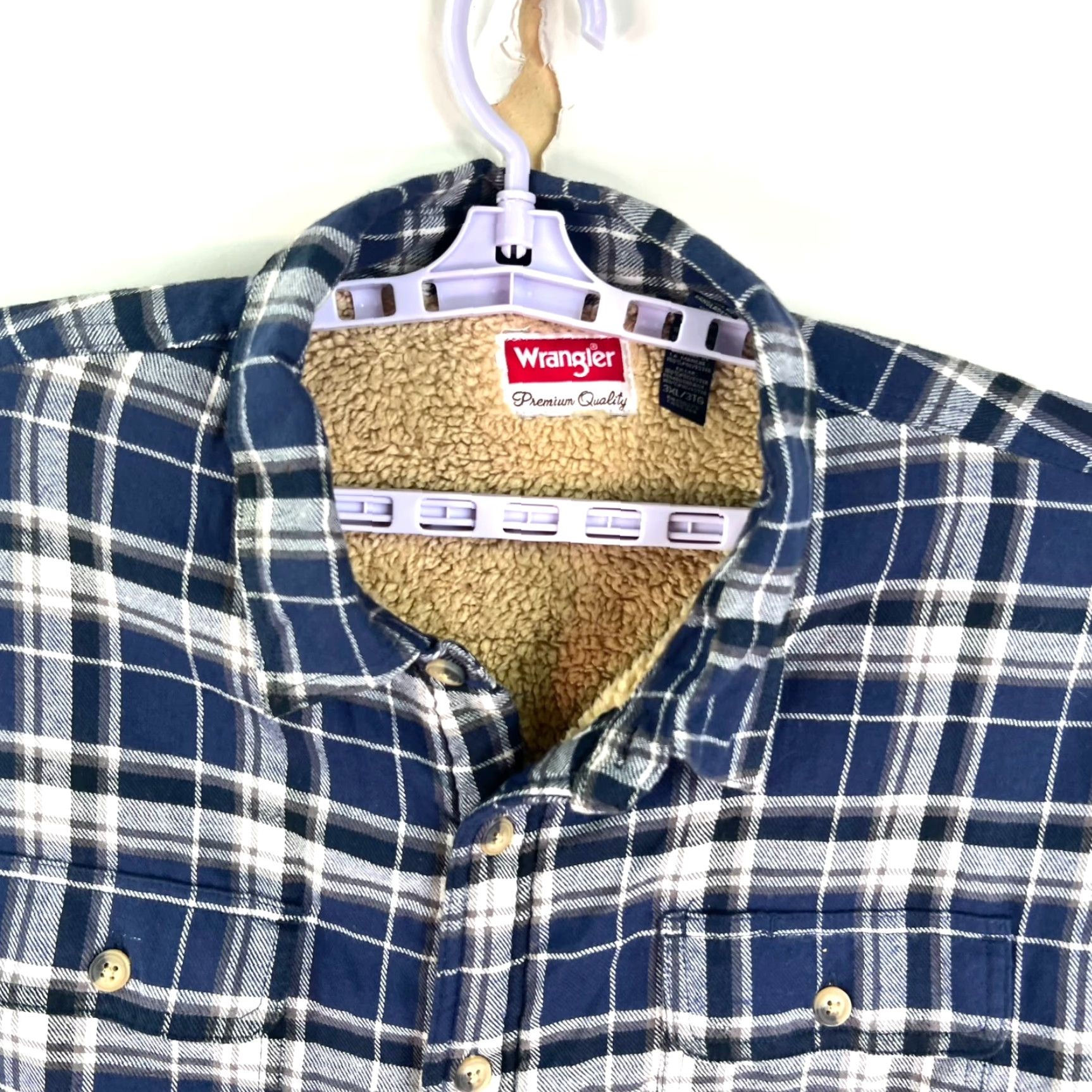 Wrangler VINTAGE Wrangler Shirt Mens 3XL Blue Plaid Sherpa Lined Button-Up Casual Western Outdoor Classic Workwear Size US XXL / EU 58 / 5 - 2 Thumbnail
