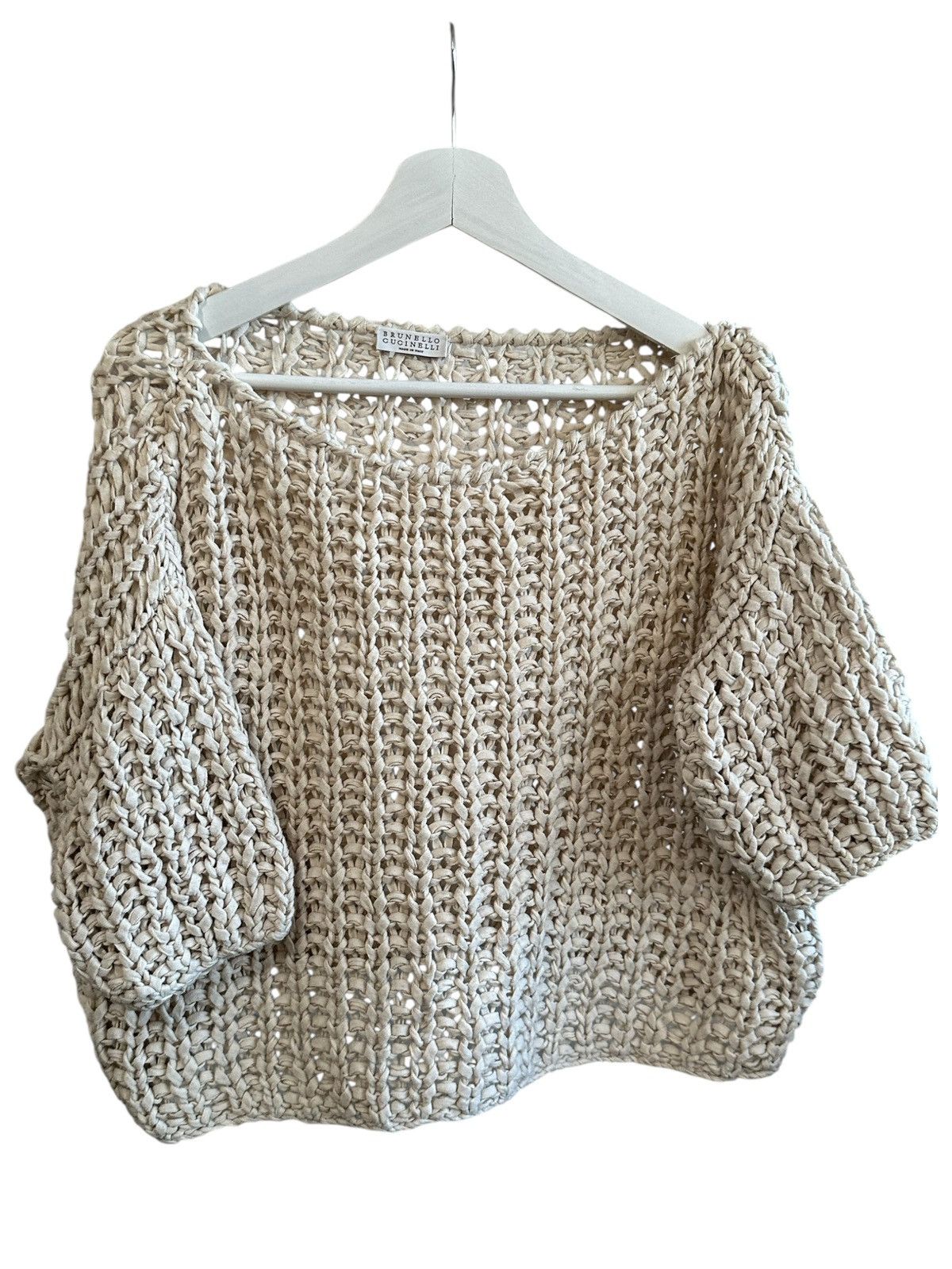 Brunello Cucinelli Luxury designer quality short sleeve crochet sweater Size M / US 6-8 / IT 42-44 - 6 Thumbnail