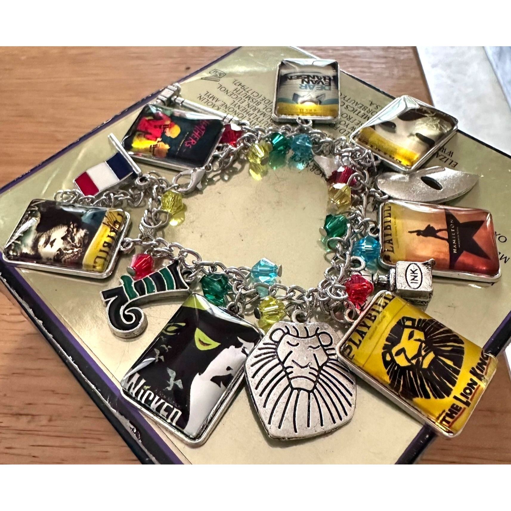 Handmade NYC Broadway Musicals Playbills Charm Bracelet Wicked Hamil Size ONE SIZE - 1 Thumbnail