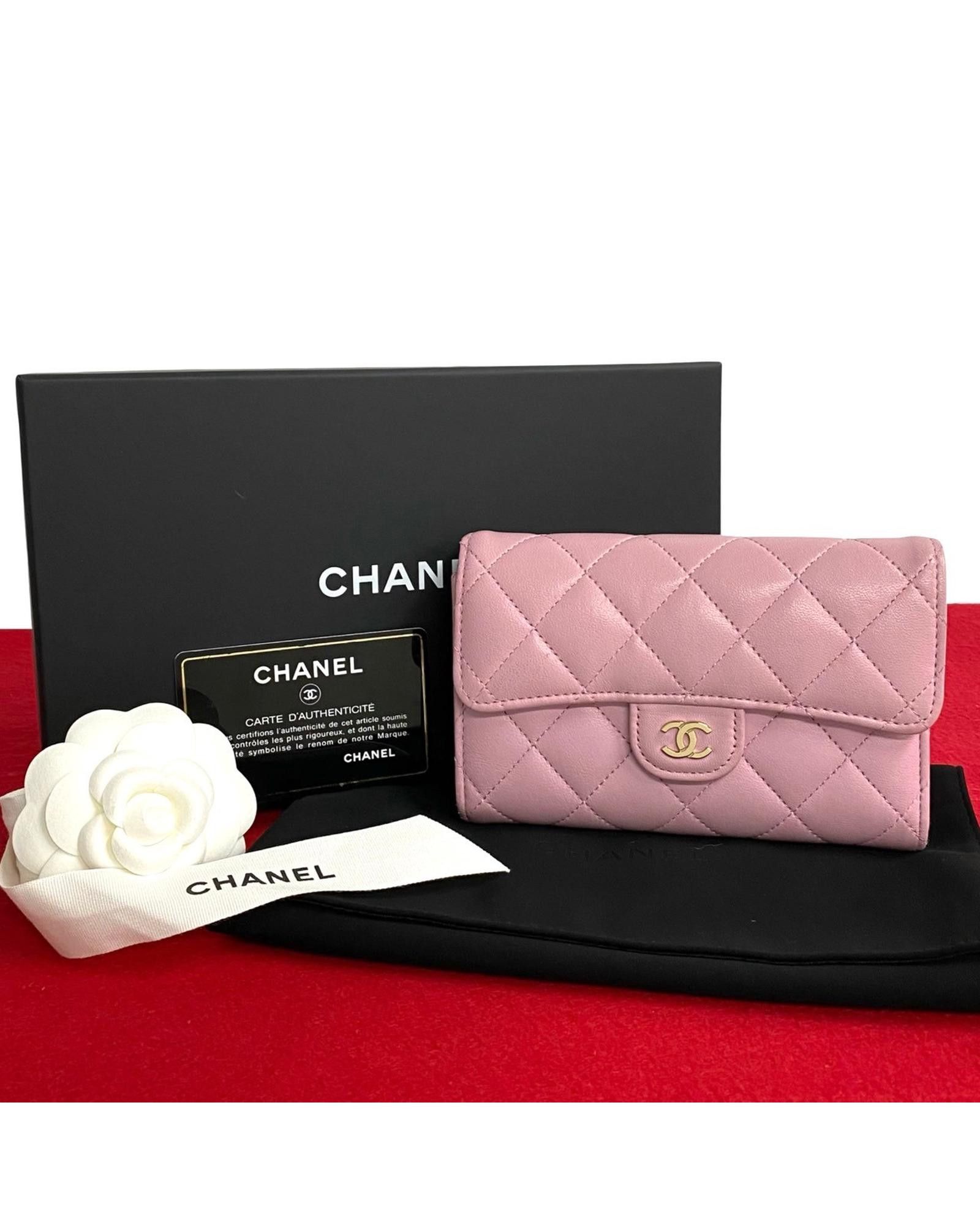 Chanel Pink Classic Bifold Flap Wallet with CC Logo by Chanel | Grailed