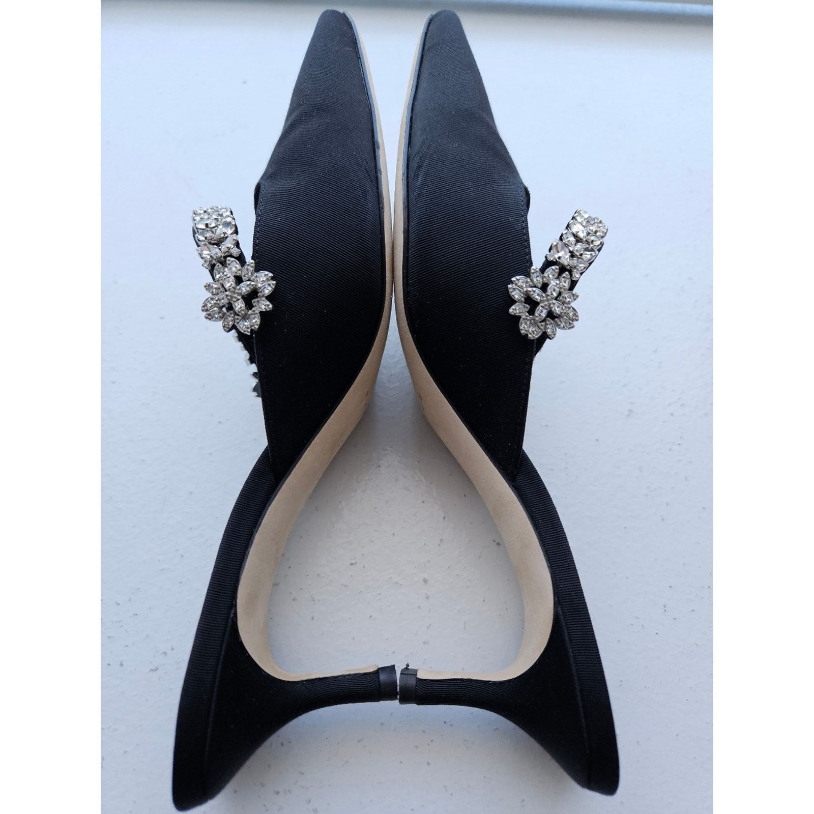 Manolo Blahnik Manolo Blahnik Black Satin Grosgrain Mules 37.5 "Kanembamu" Size US 7.5 / IT 37.5 - 5 Thumbnail