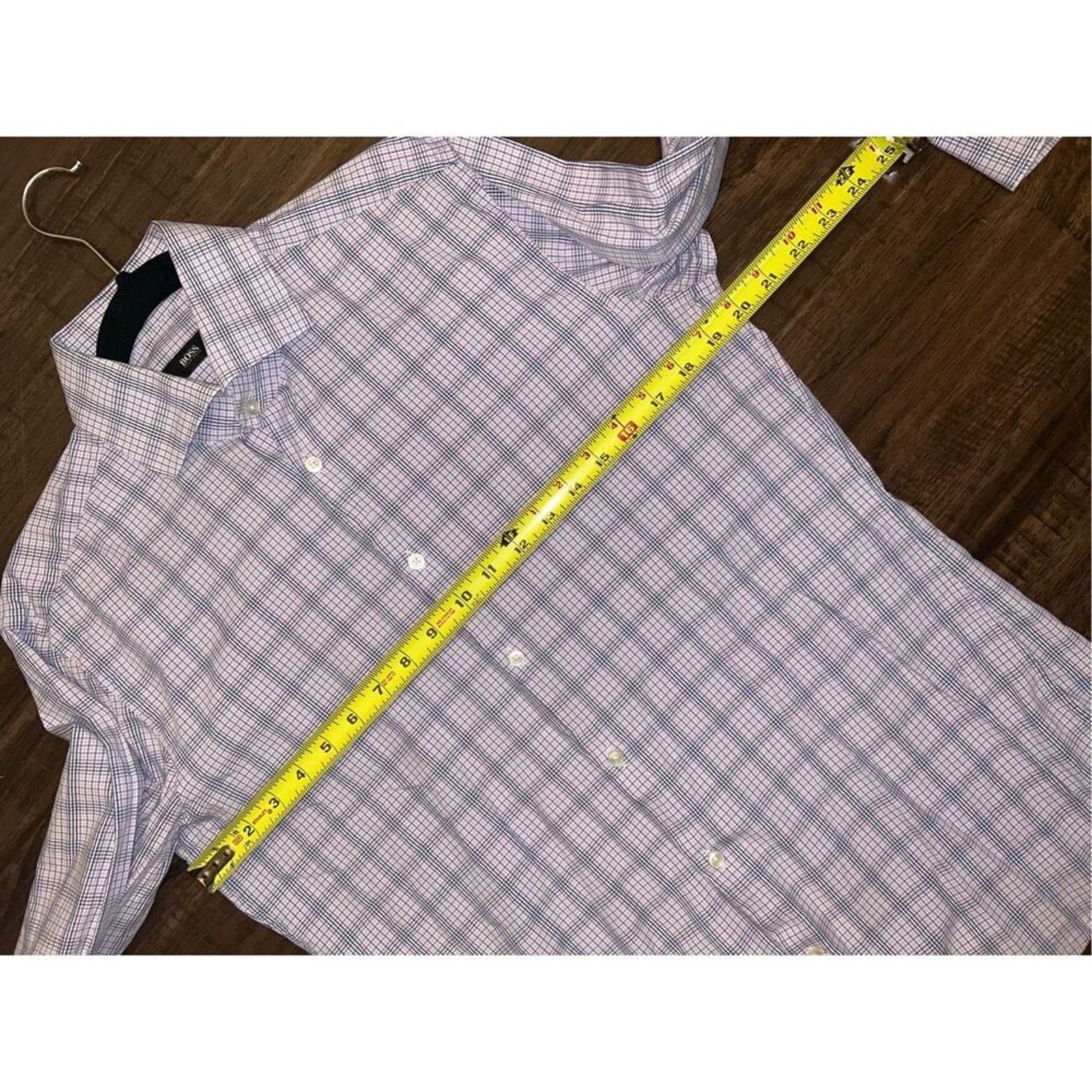Hugo Boss Hugo Boss Button-Down Pink Blue Check Shirt, Sz Medium Size US M / EU 48-50 / 2 - 2 Thumbnail