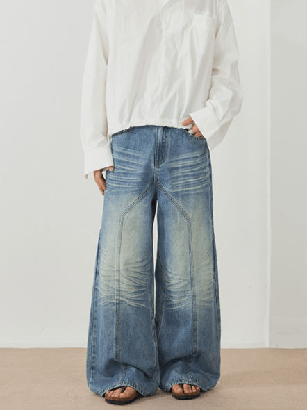 Japanese Brand American high street distressed patchwork baggy jeans Size US 32 / EU 48 - 1 Thumbnail