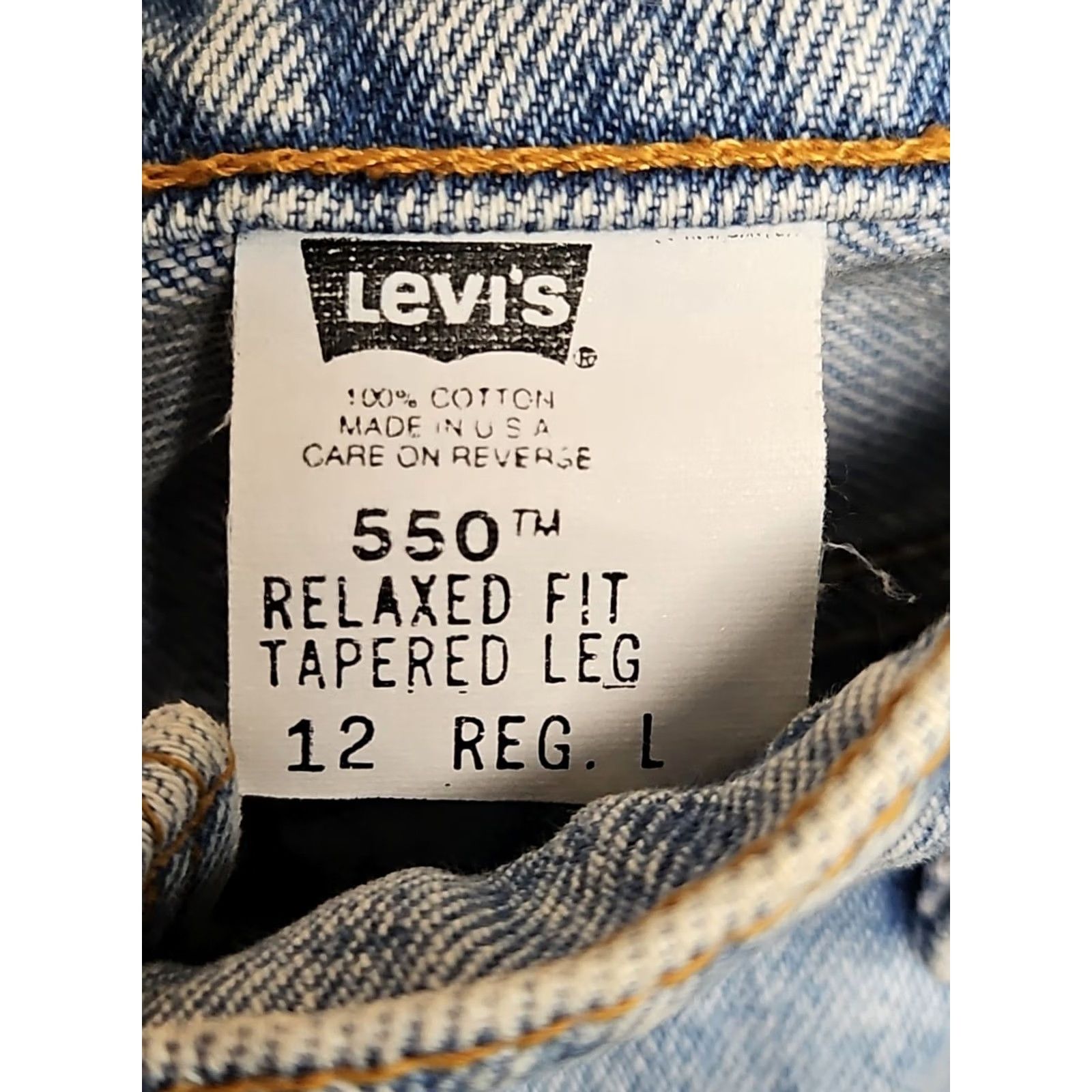 Levi's VINTAGE Levi’s 550 Jeans Women’s 12 Regular Light Wash Blue Cotton Denim Tapered Leg Relaxed Fit USA Mens? Size 34" / US 12 / IT 48 - 4 Thumbnail